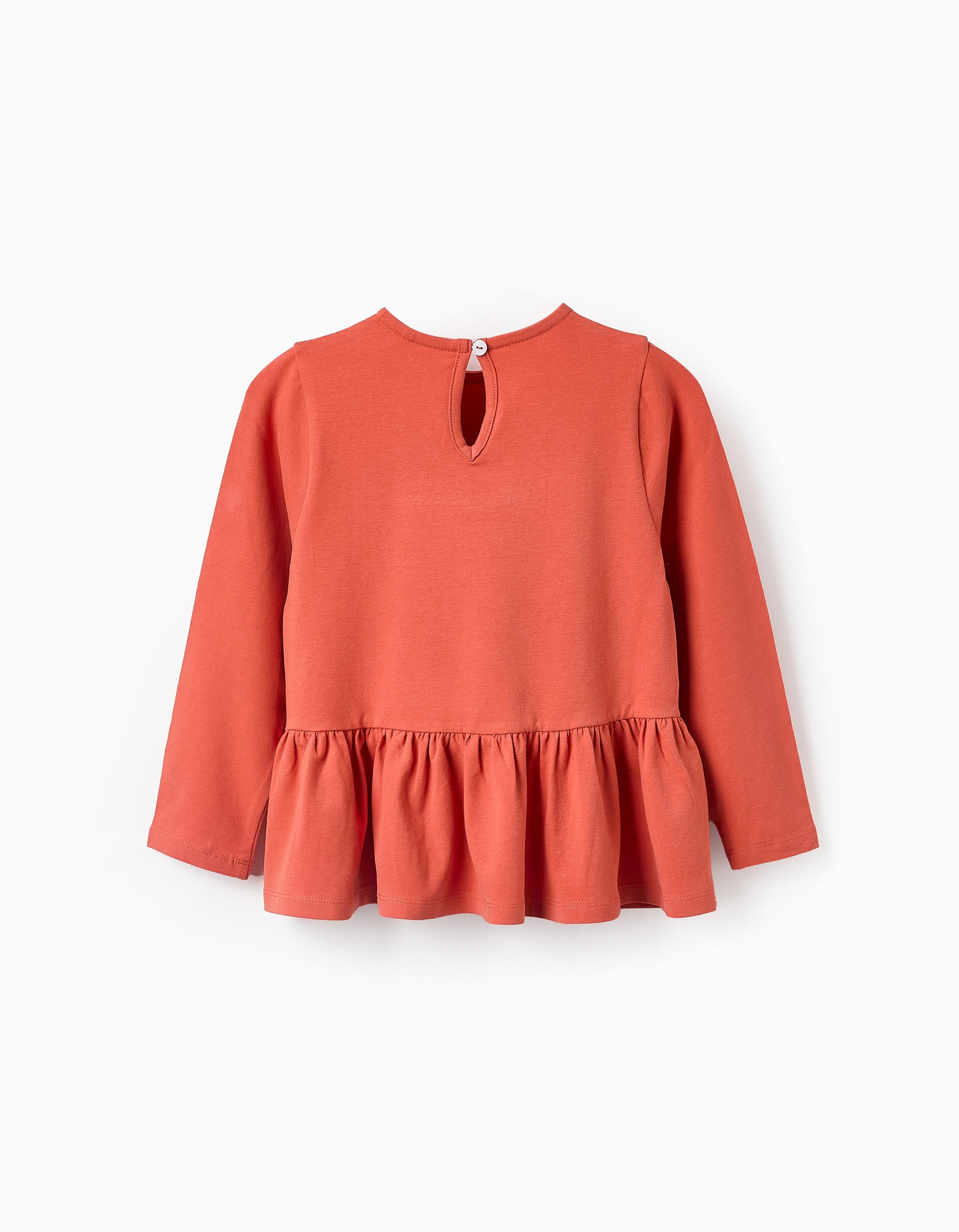 T-shirt with Embroidery and Ruffles for Girls, Orange