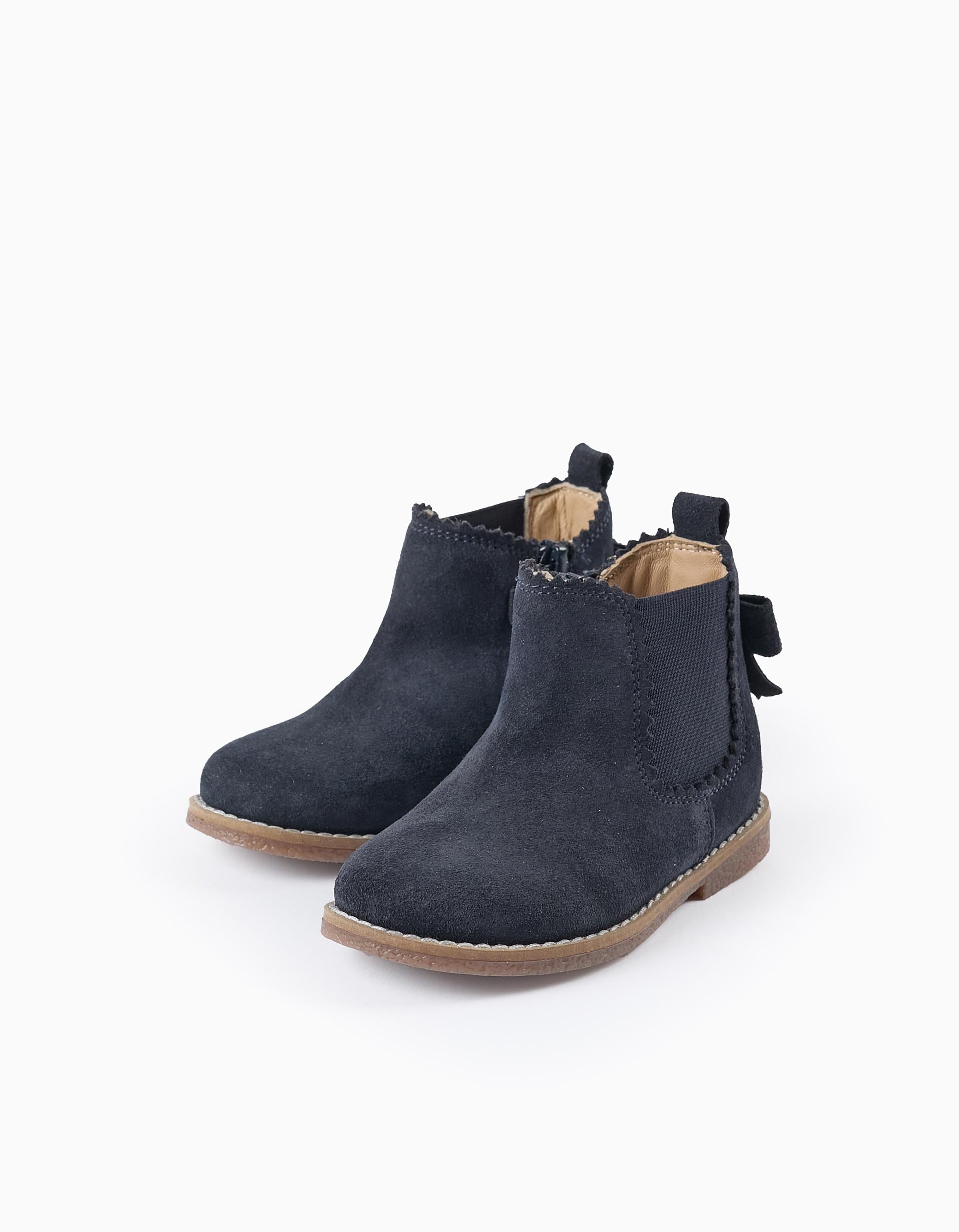 Bottes en Cuir Suédé pour Bébé Fille, Bleu Foncé