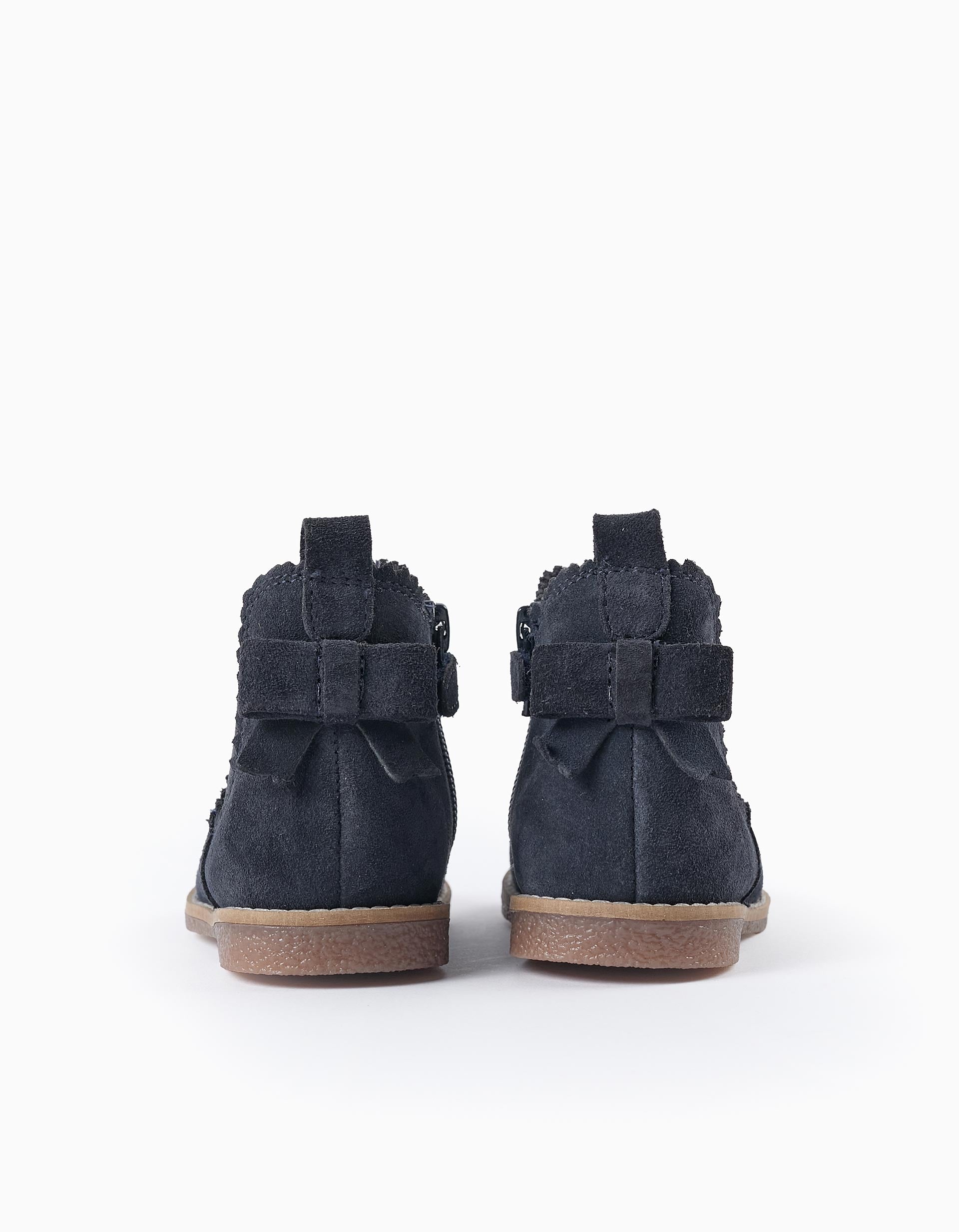 Bottes en Cuir Suédé pour Bébé Fille, Bleu Foncé