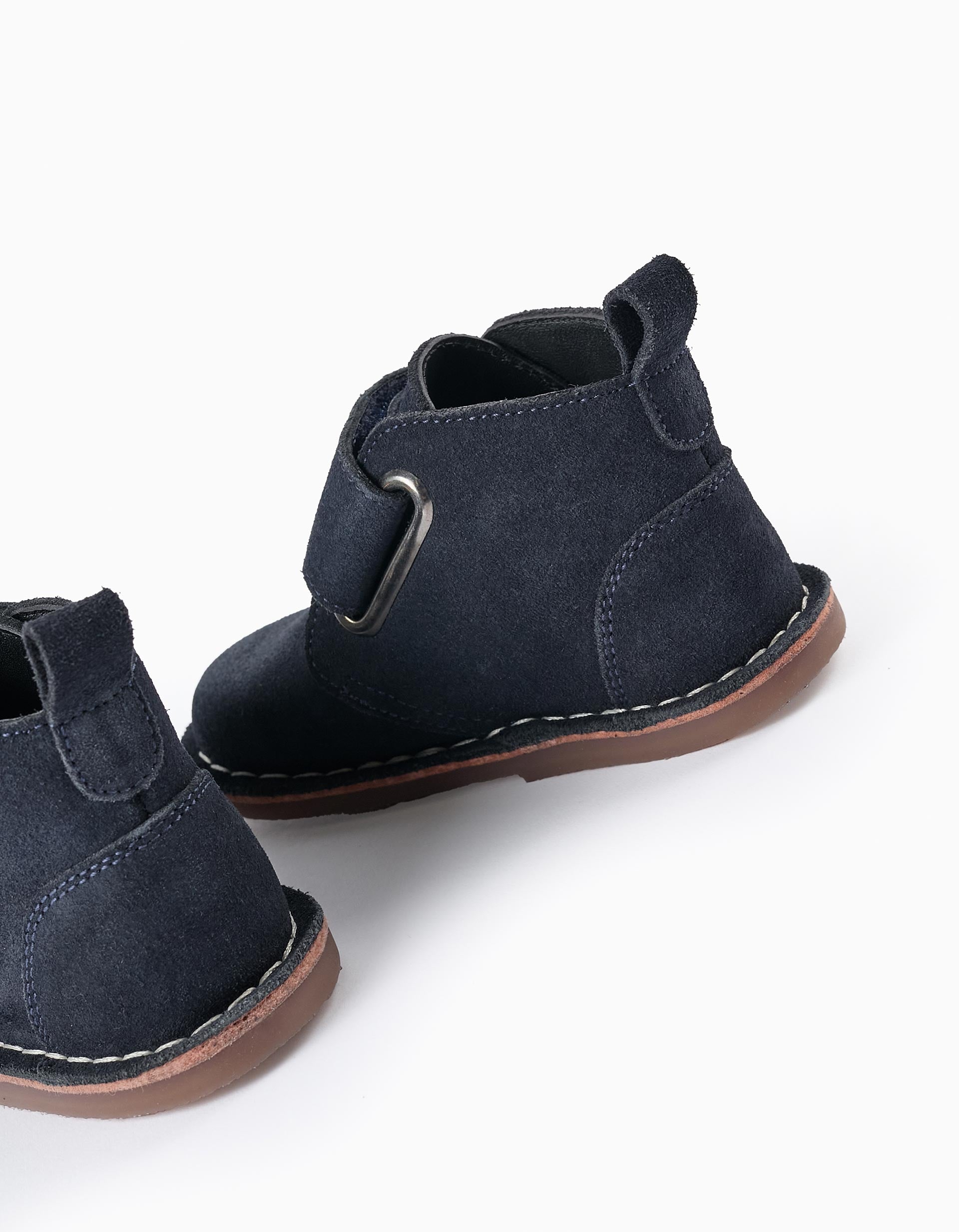 Bottes en Cuir Suédé pour Bébé Garçon, Bleu Foncé