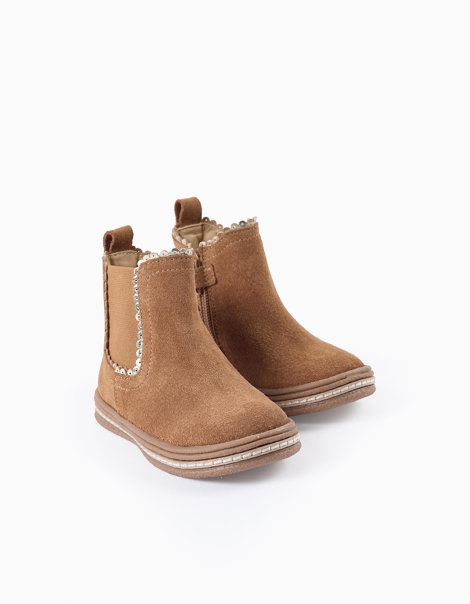 Botas em Pele de Camurça para Bebé Menina, Camel