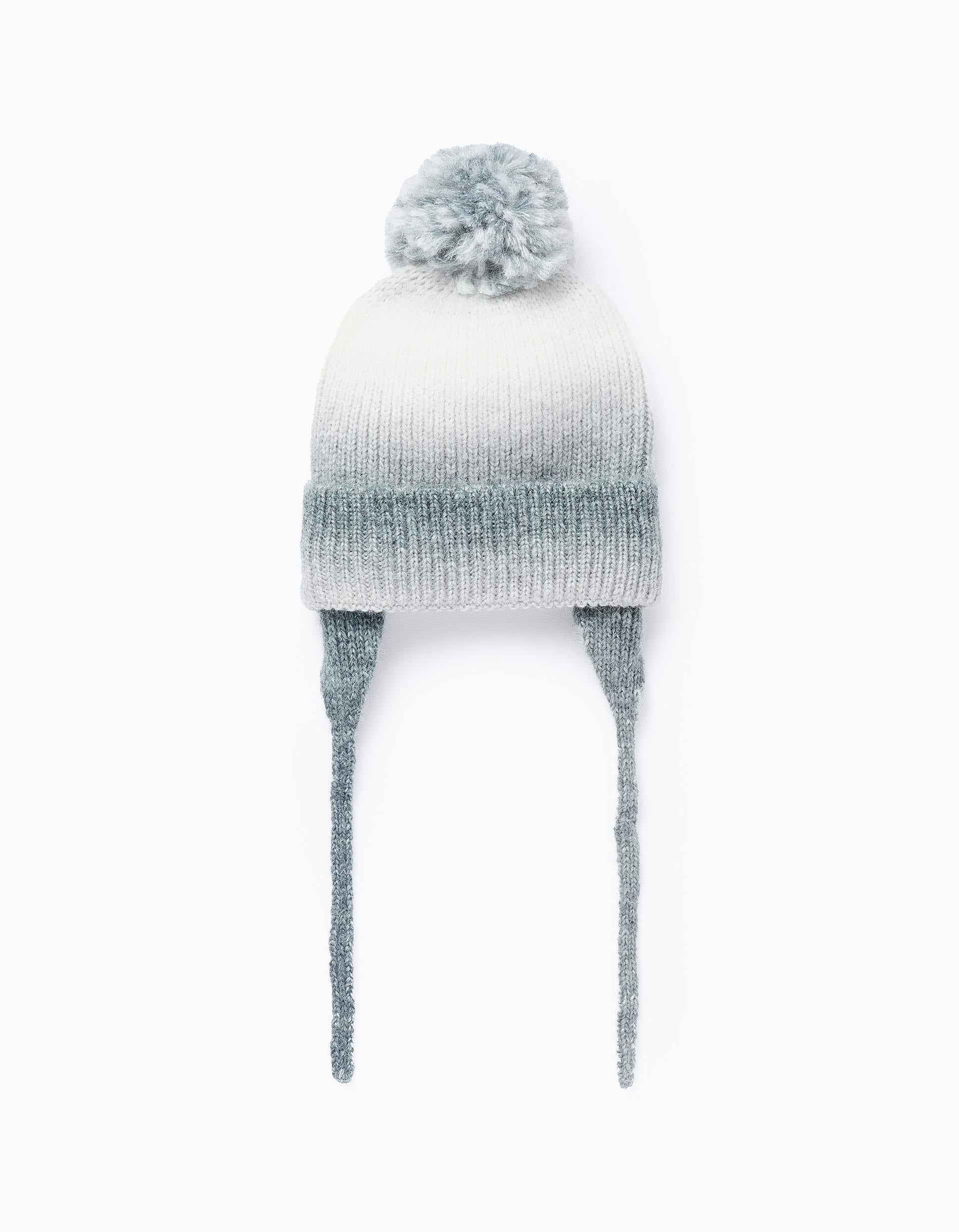 Gorro de Malha Degradé para Bebé, Branco/Cinza