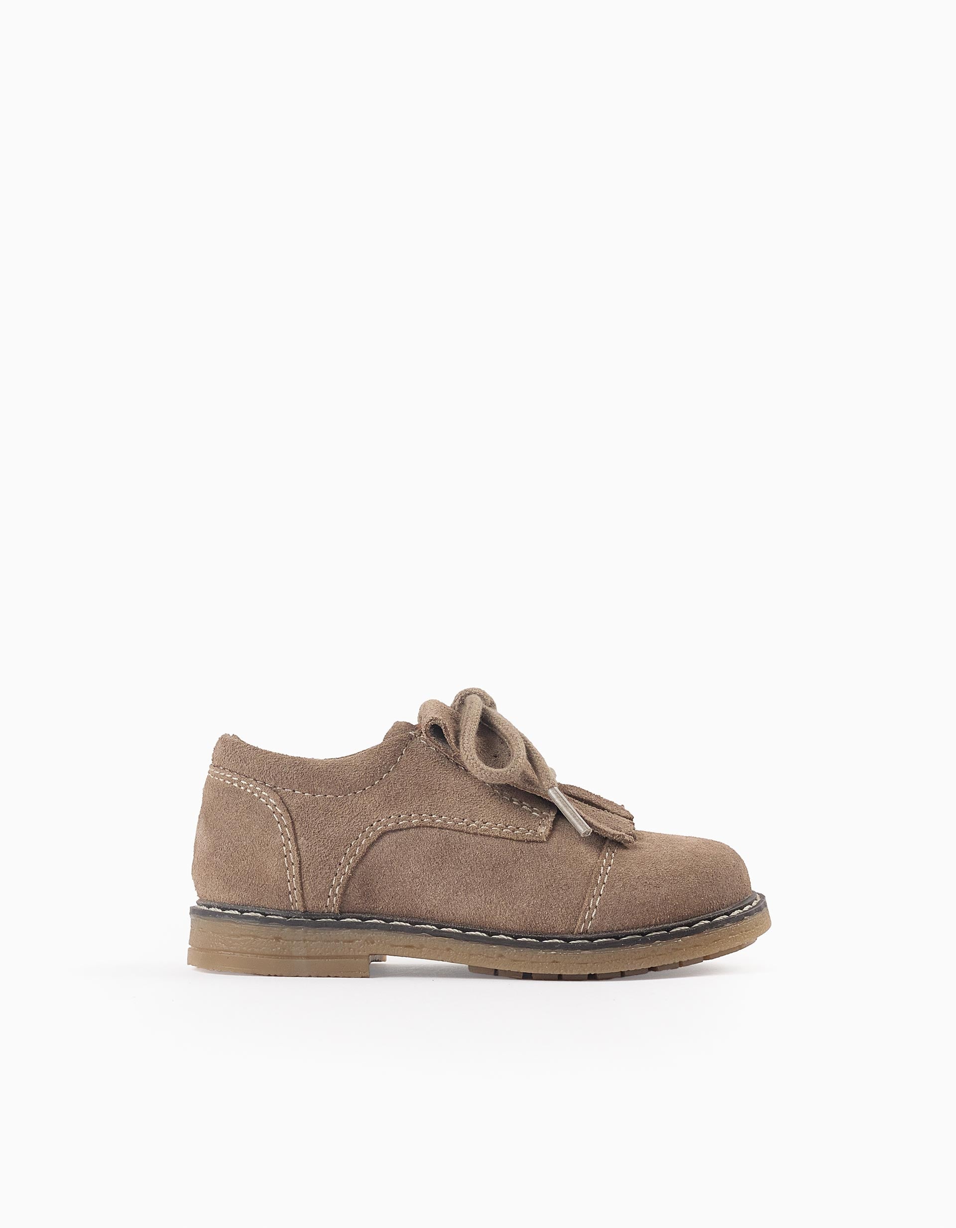 Chaussures en Daim à Franges pour Bébé, Beige Foncé