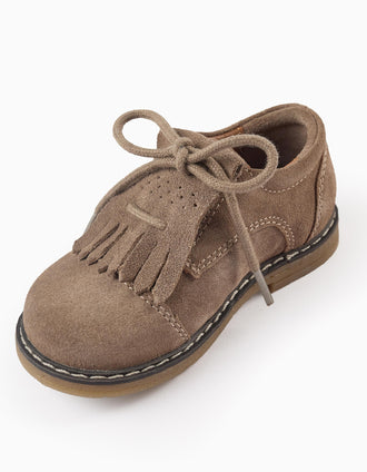 Zapatos de Ante con Flecos para Bebé, Beige Claro
