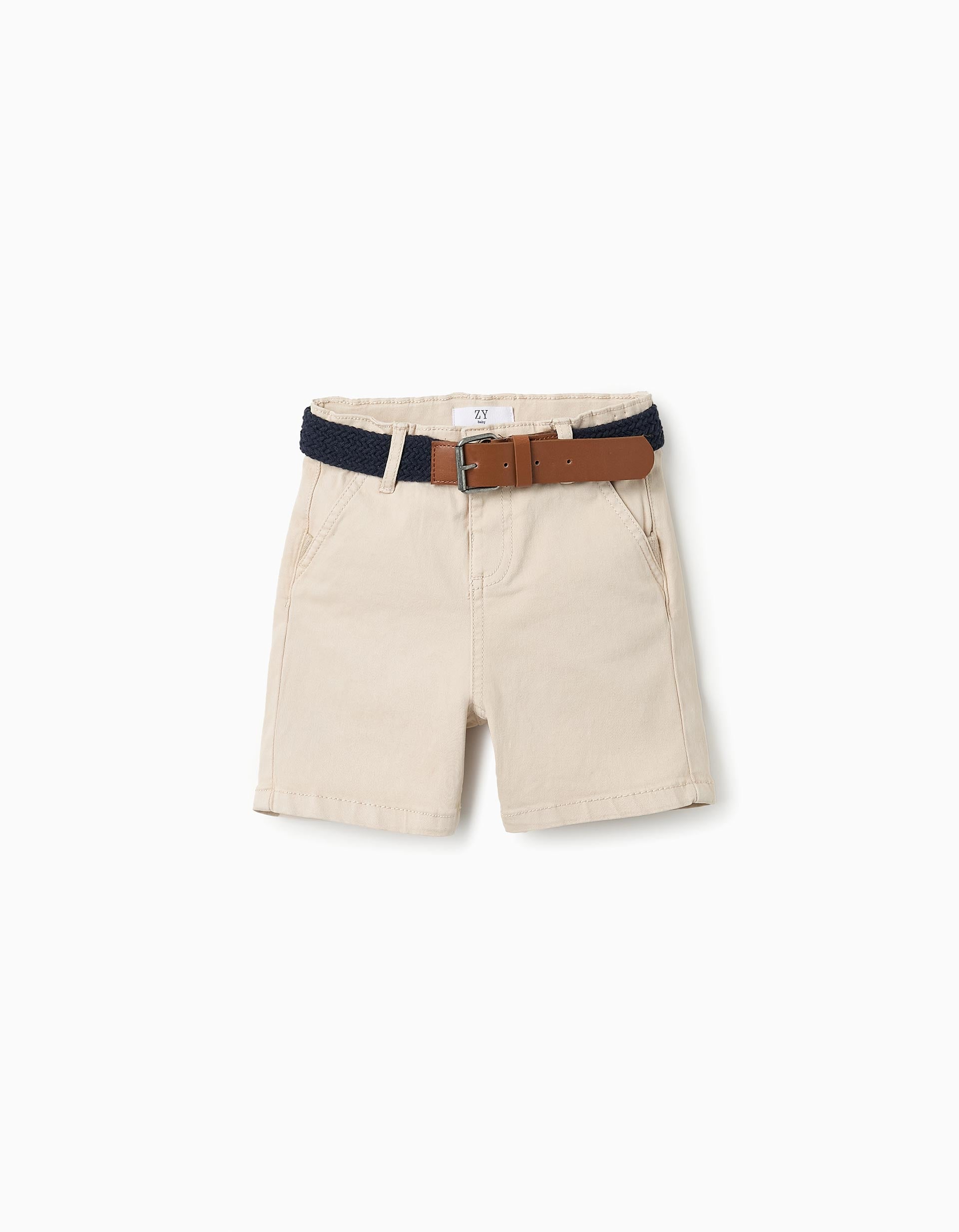 Short Chino avec Ceinture pour Bébé Garçon, Beige