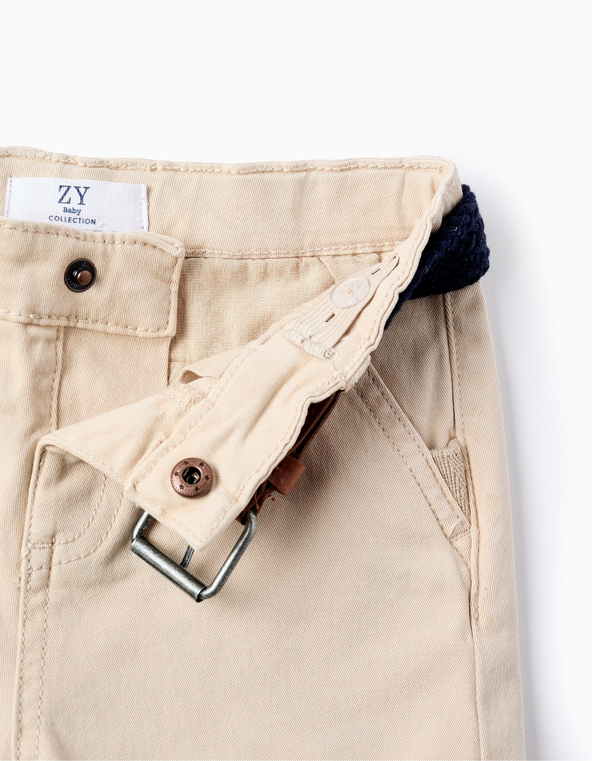 Pantalones Chino con Cinturón para Bebé Niño, Beige