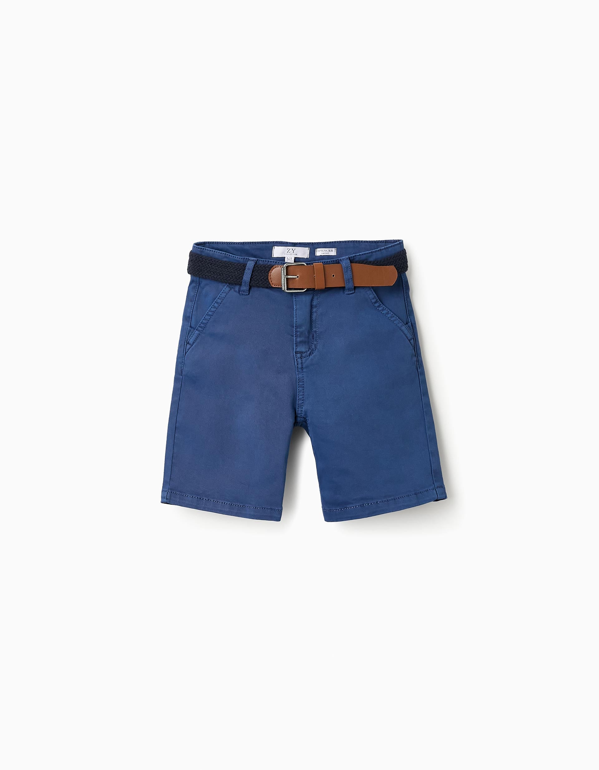 Calções Chino com Cinto para Menino, Azul