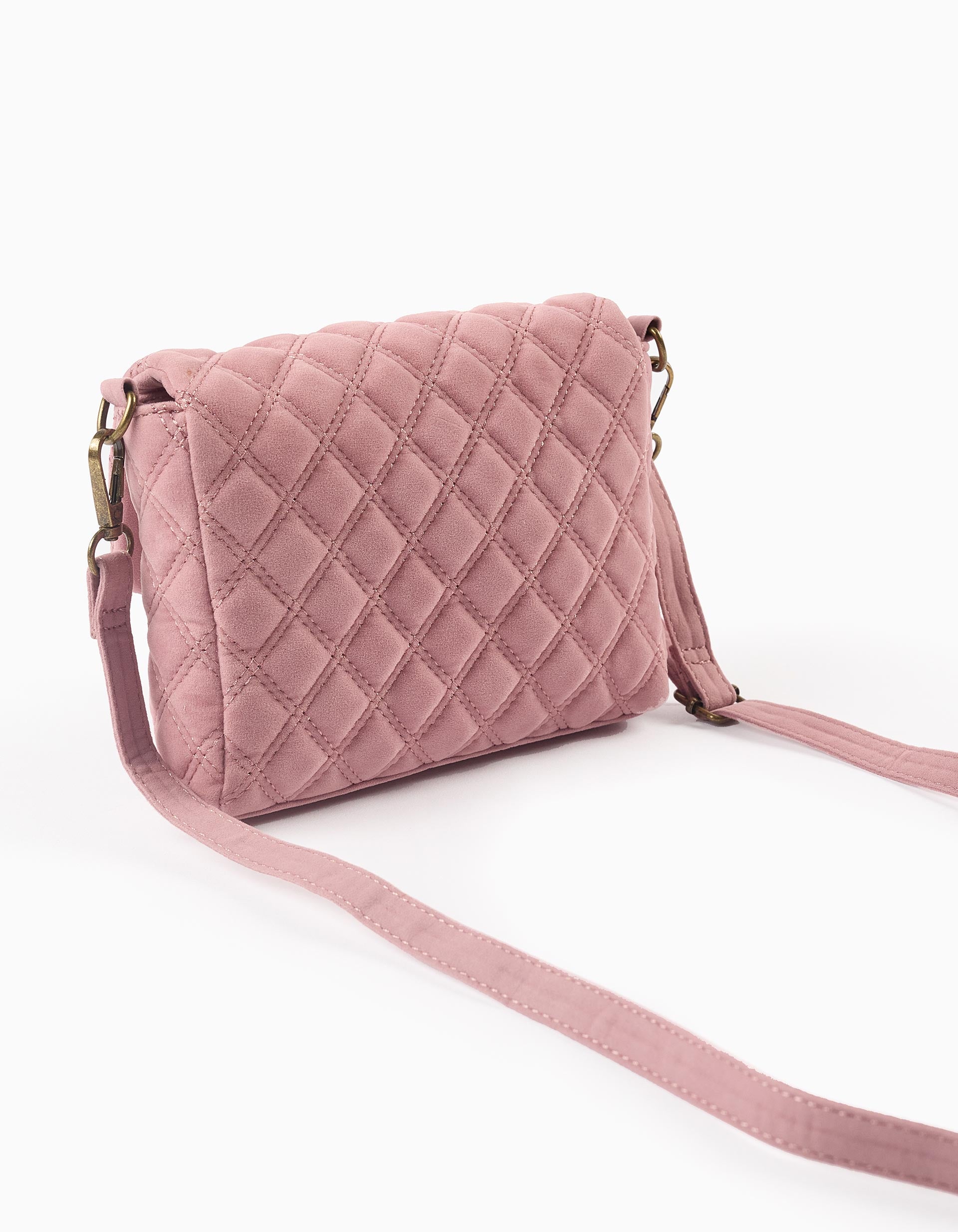 Crossbody Bag in Suedine for Baby and Girls, Pink