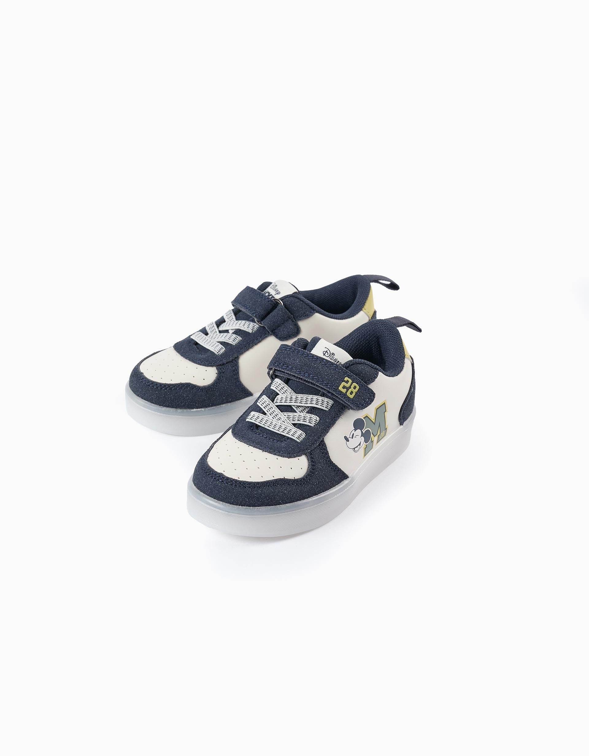 Zapatillas con Luces para Bebé Niño 'Mickey', Blanco/Azul/Amarillo