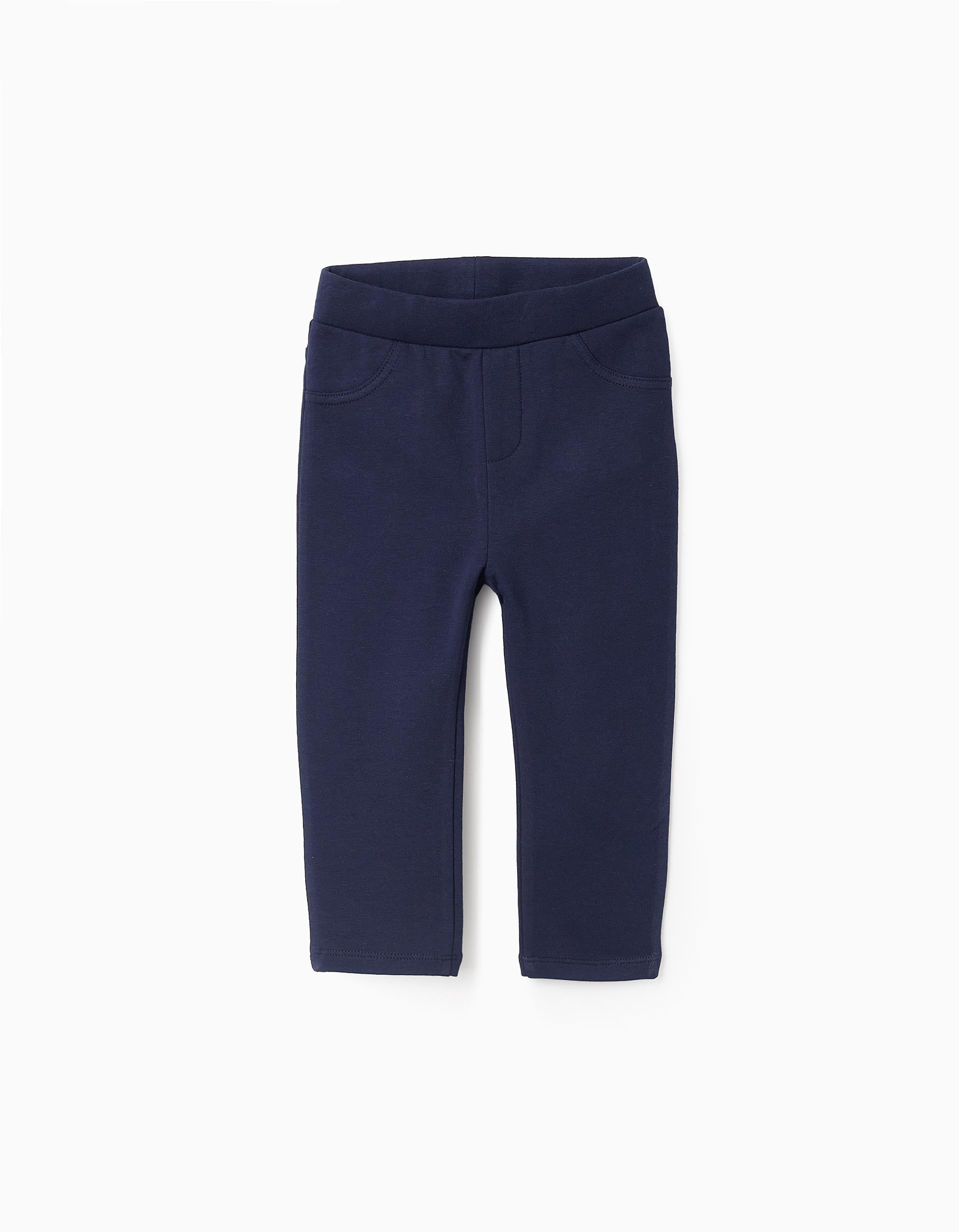 Jeggings Cardadas para Bebé Menina, Azul Escuro