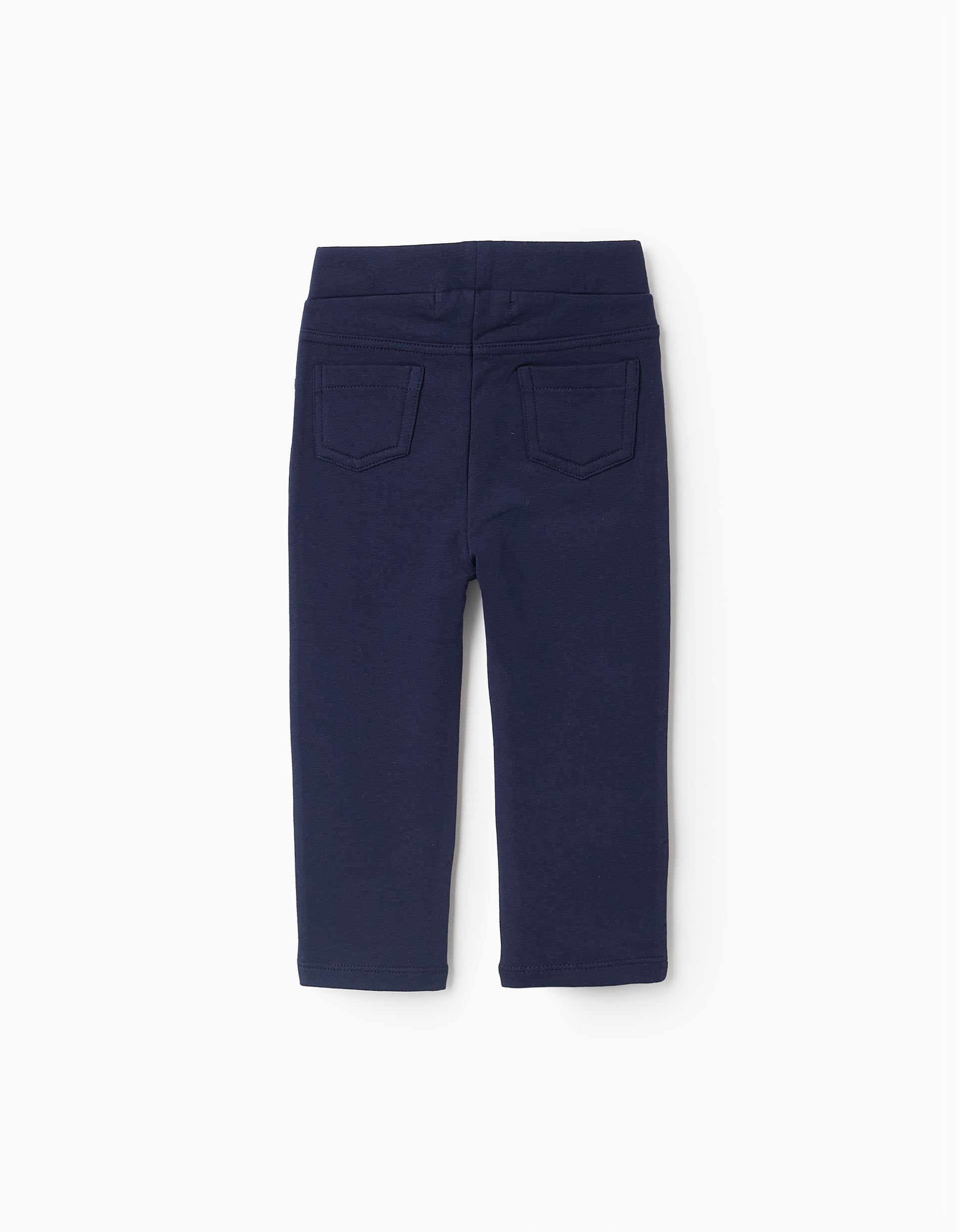 Jeggings Cardadas para Bebé Menina, Azul Escuro