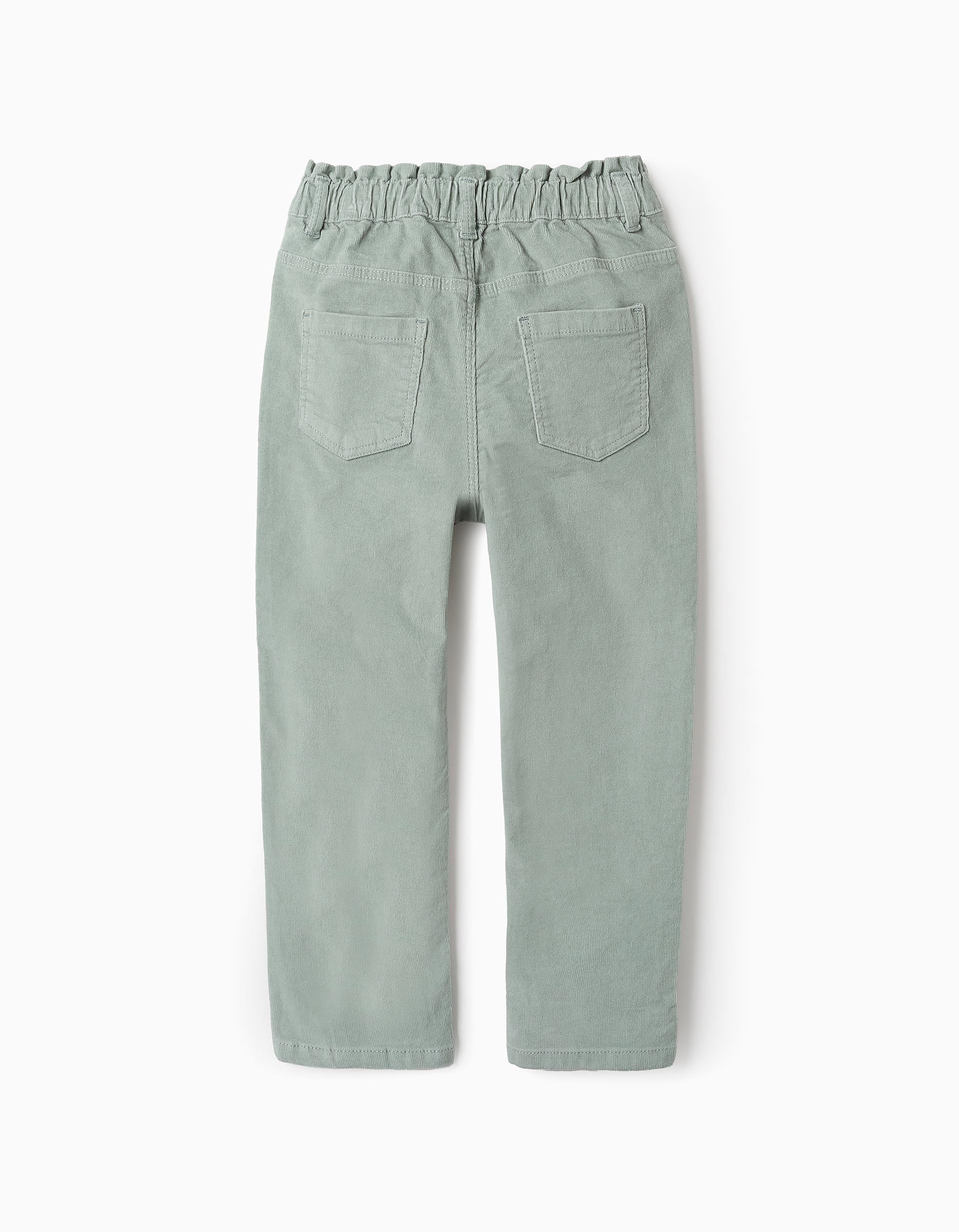 Pantalon en Velours Côtelé pour Fille 'Paperbag', Vert