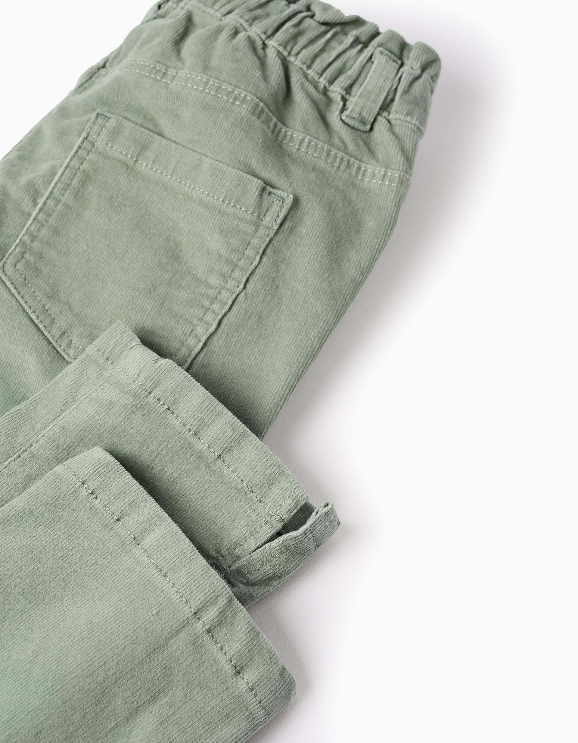 Pantalón de Pana para Niña 'Paperbag', Verde