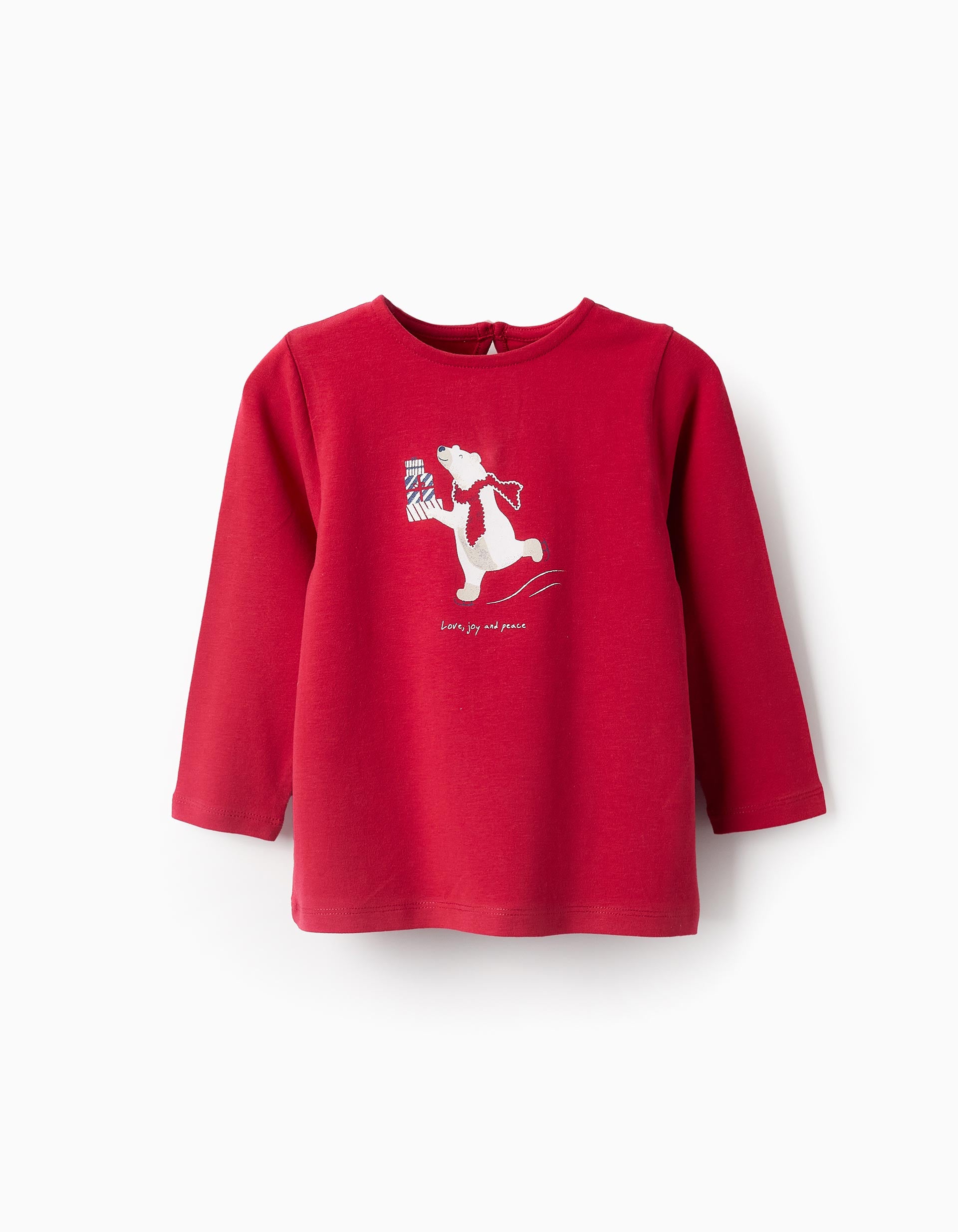 T-shirt de Manga Comprida para Bebé Menina 'X-mas Gifts', Vermelho