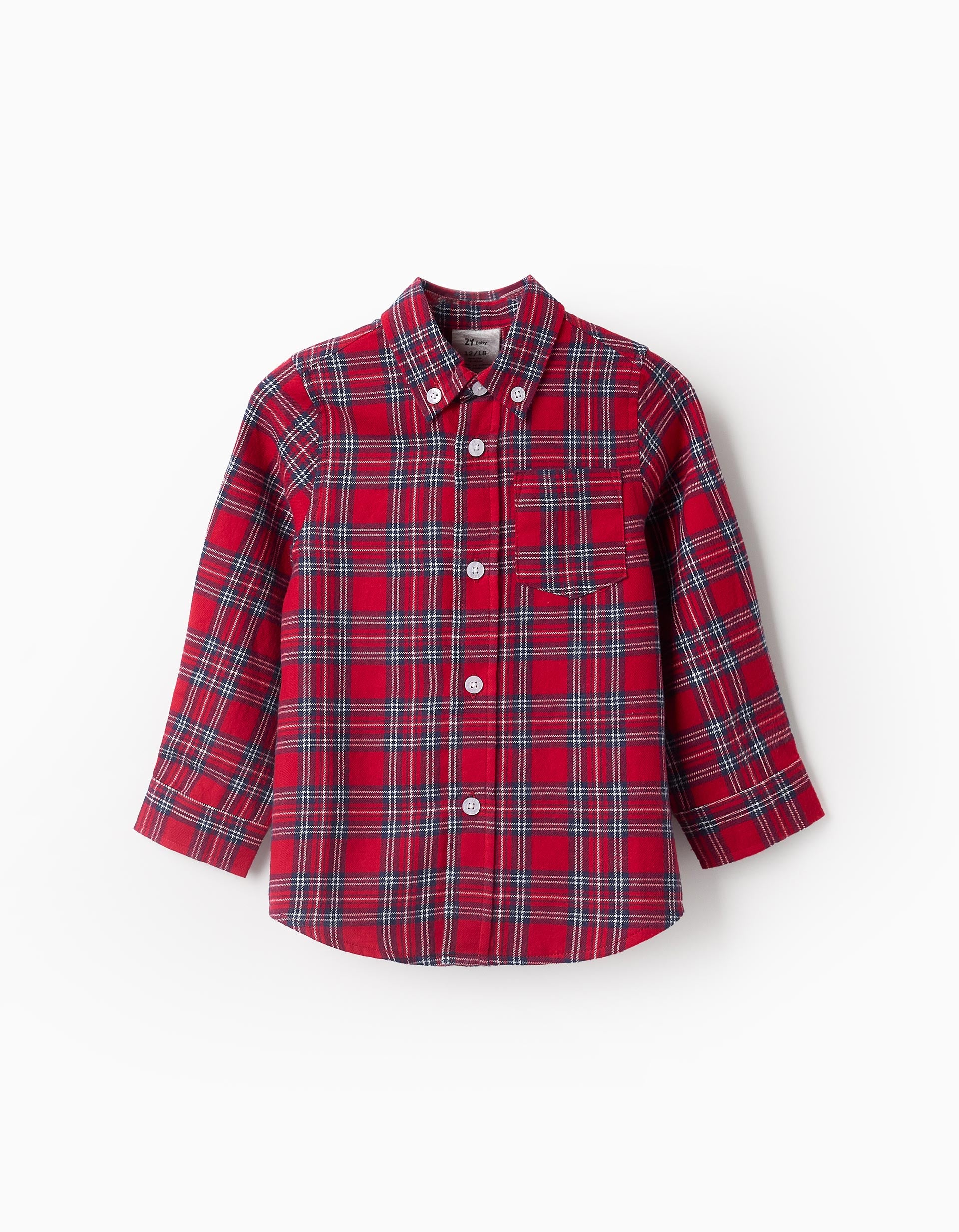 Flannel Checked Shirt for Baby Boys, Red