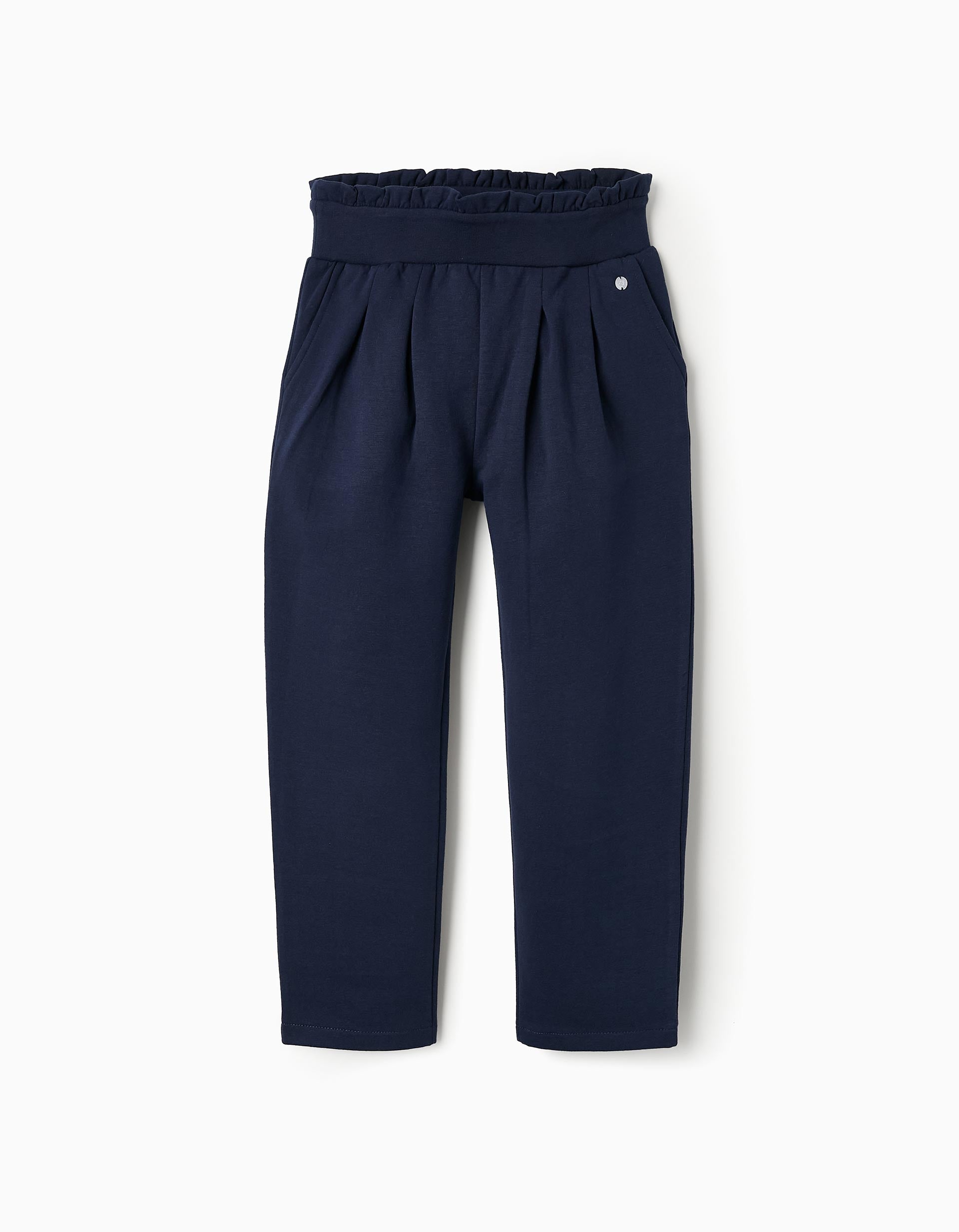 Pantalones Perchados con Pinzas para Niña, Azul Oscuro