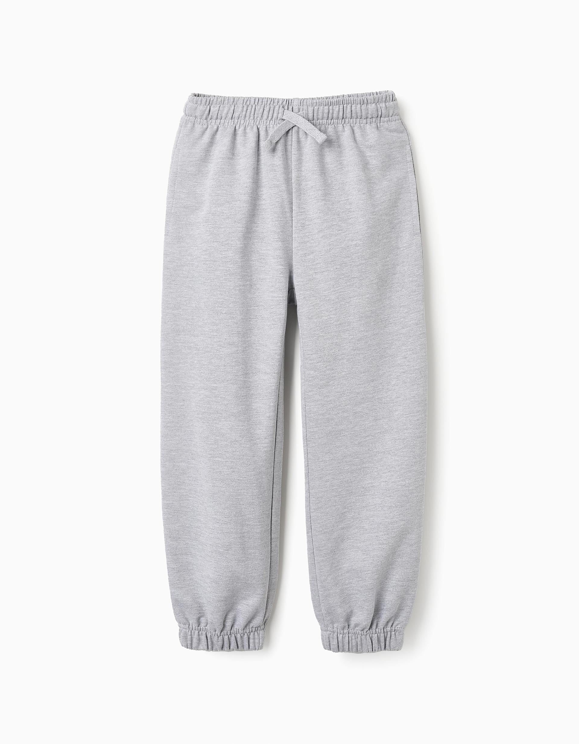 Pantalón de Chándal en Algodón para Niña, Gris