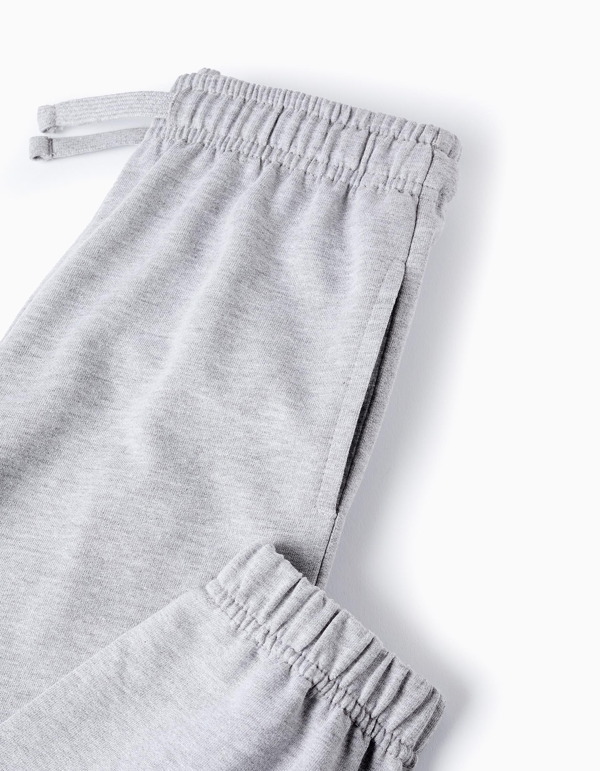 Pantalón de Chándal en Algodón para Niña, Gris