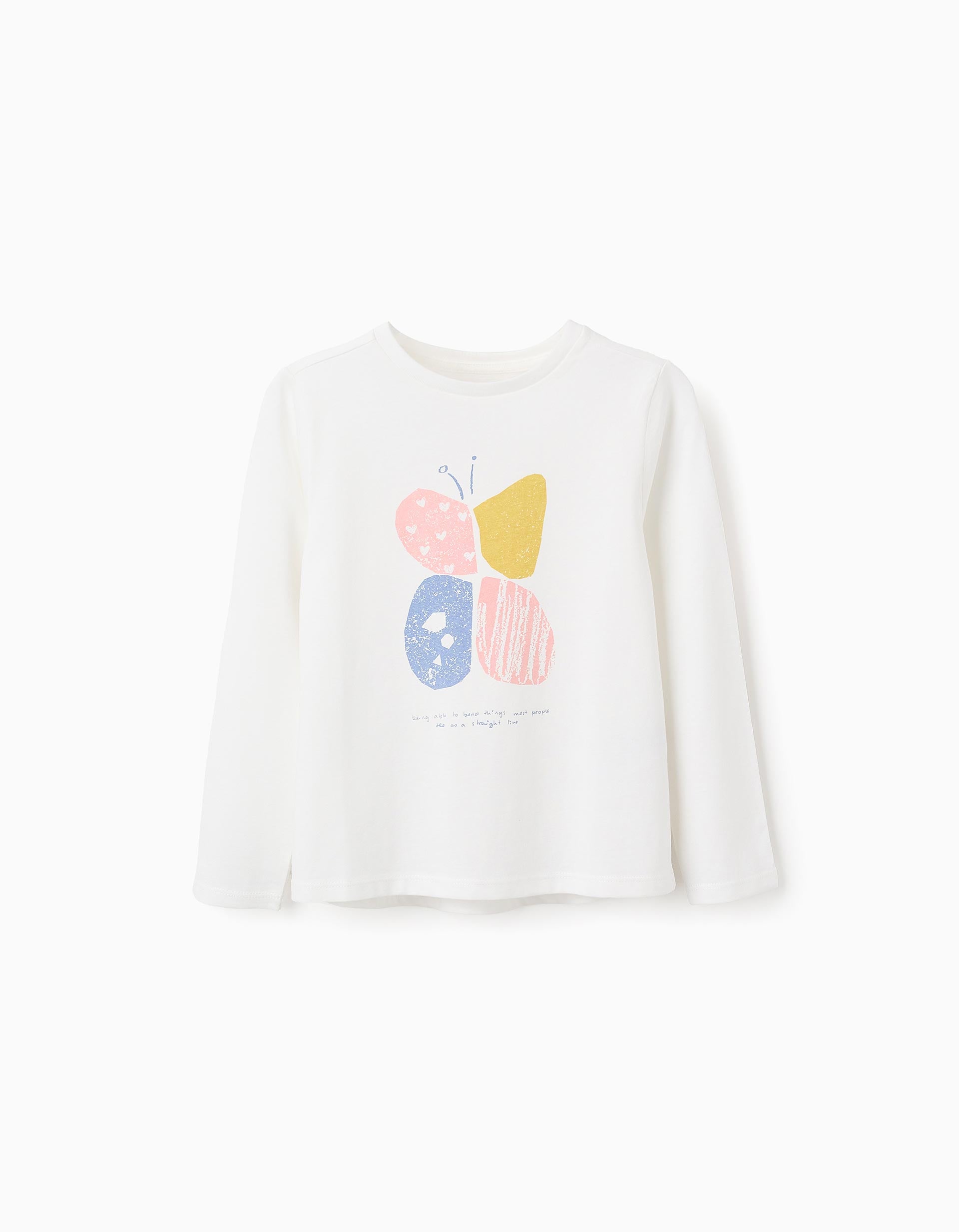 T-shirt à Manches Longues pour Fille 'Papillon', Blanc