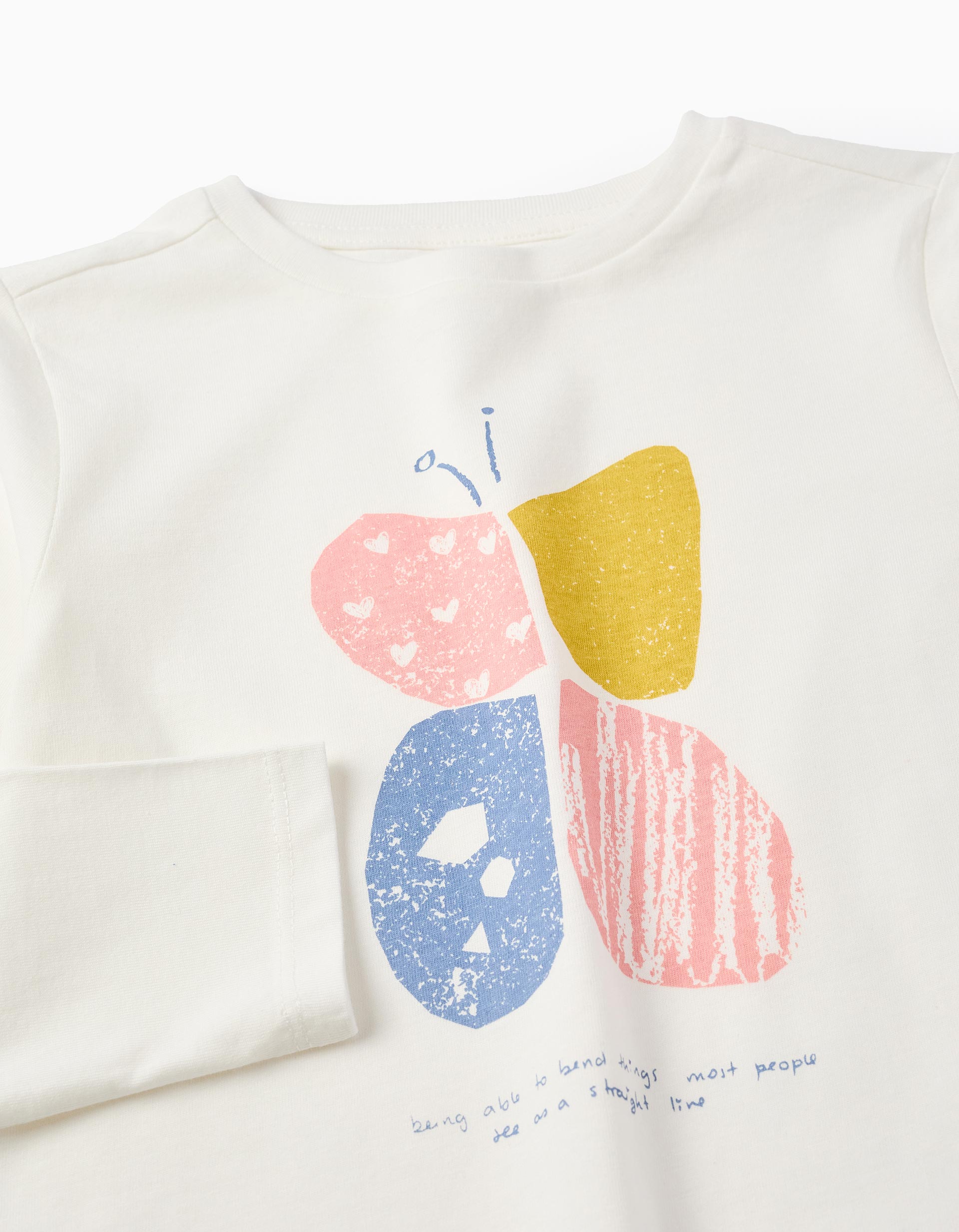 T-shirt à Manches Longues pour Fille 'Papillon', Blanc