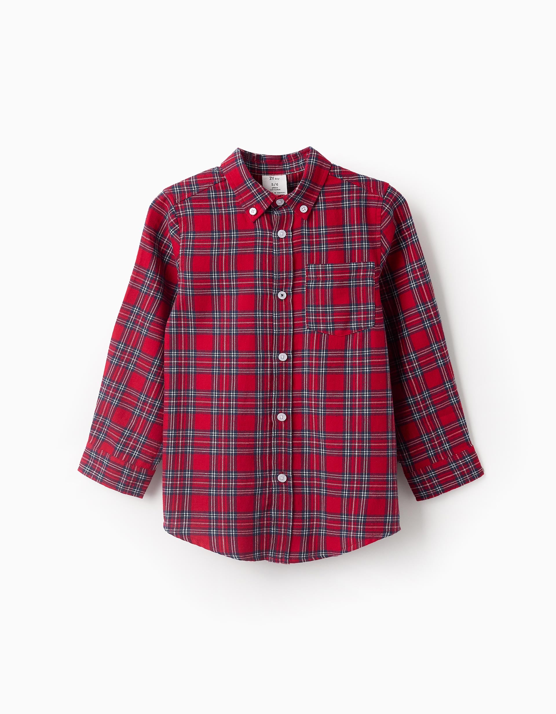 Flannel Checked Shirt for Boys, Red