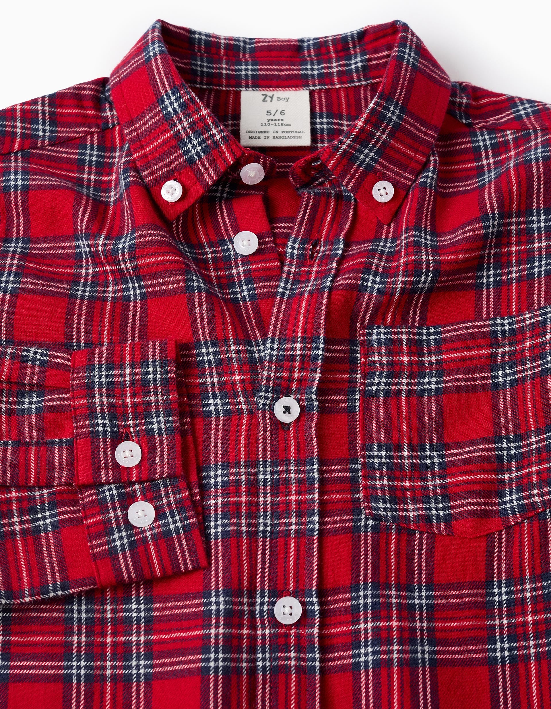 Flannel Checked Shirt for Boys, Red