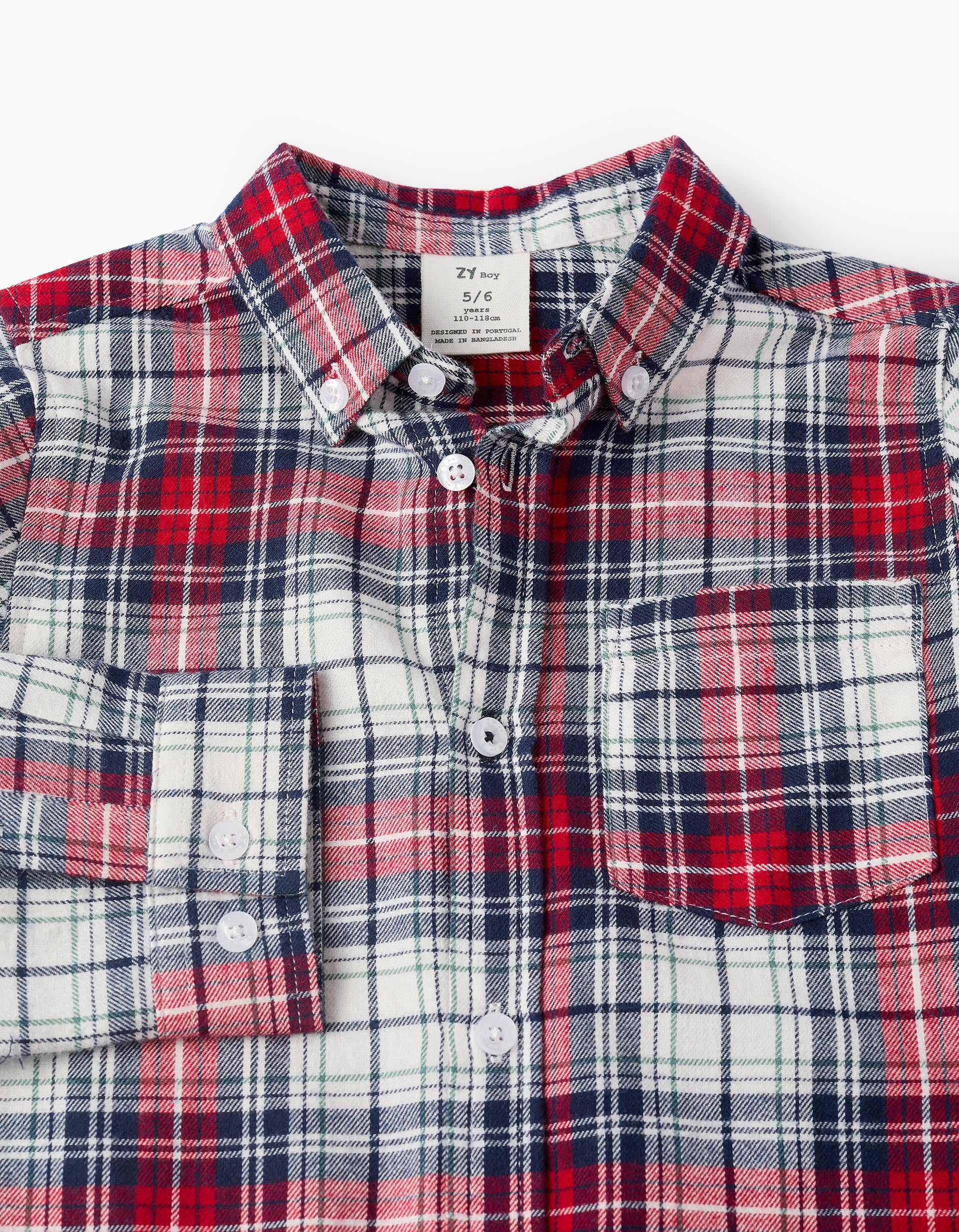 Camisa de Franela con Cuadros para Niño, Multicolor