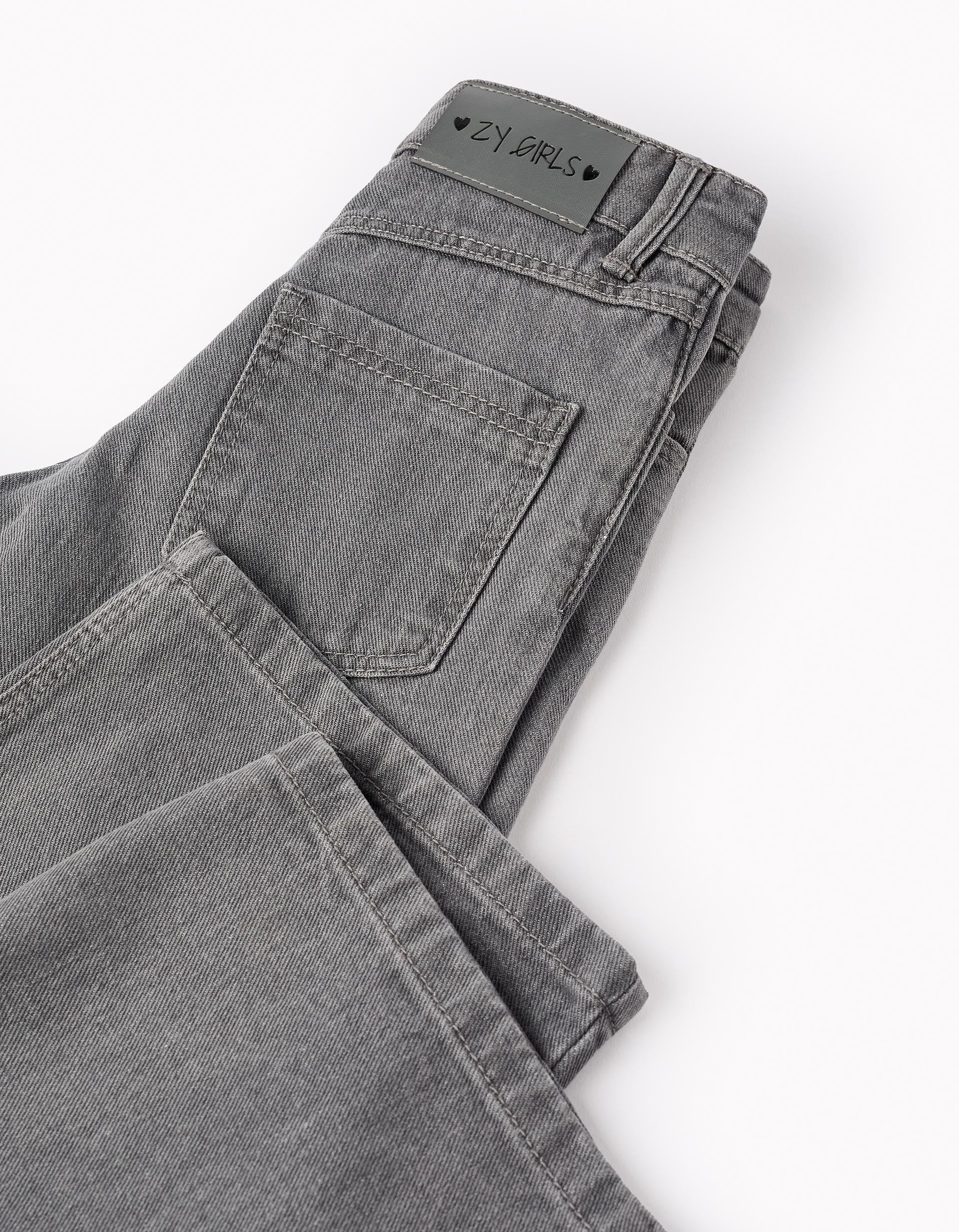 Pantalón Vaquero con Purpurina para Niña 'Wide Leg', Gris