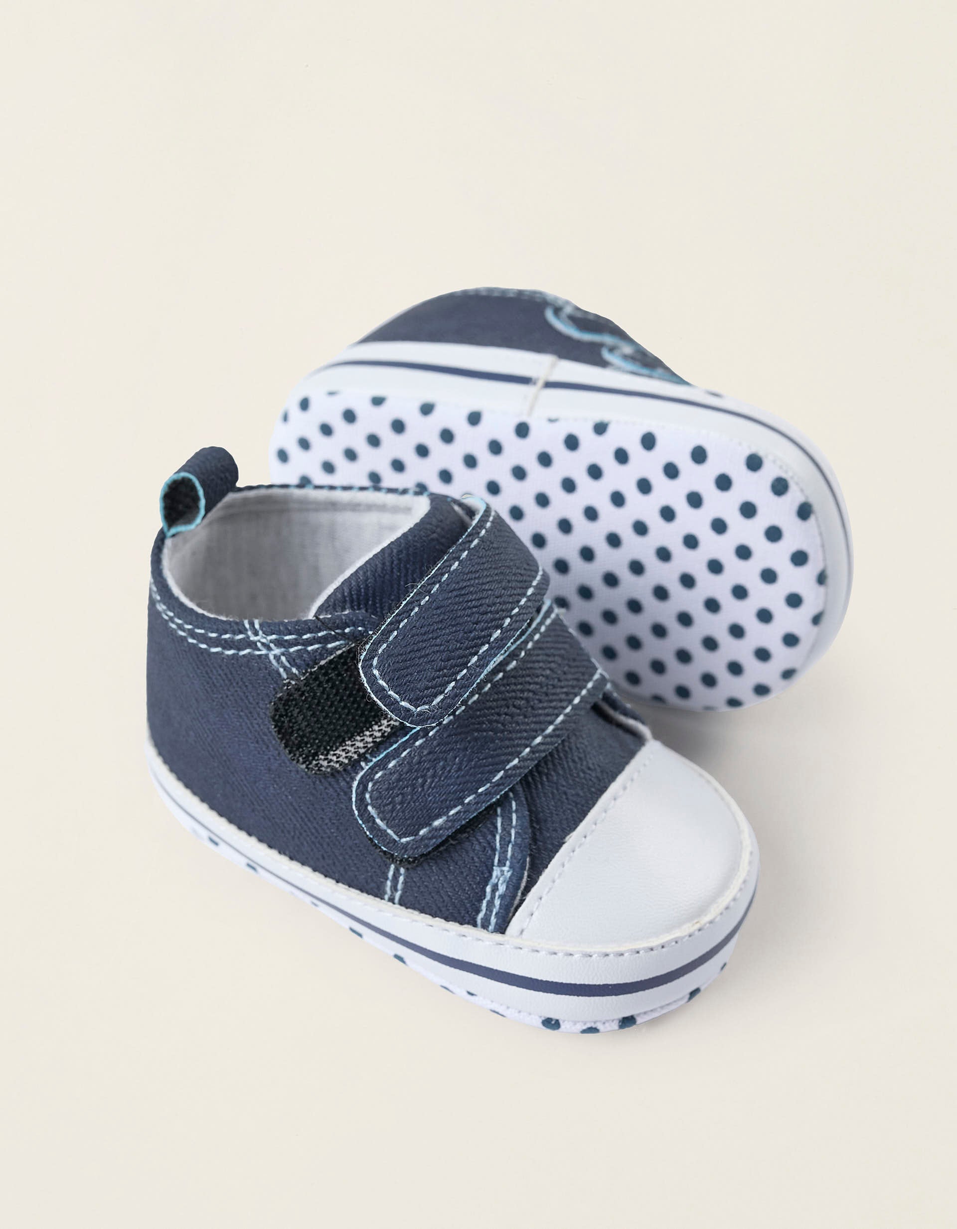 Fabric Trainers for Newborn Boys, Dark Blue