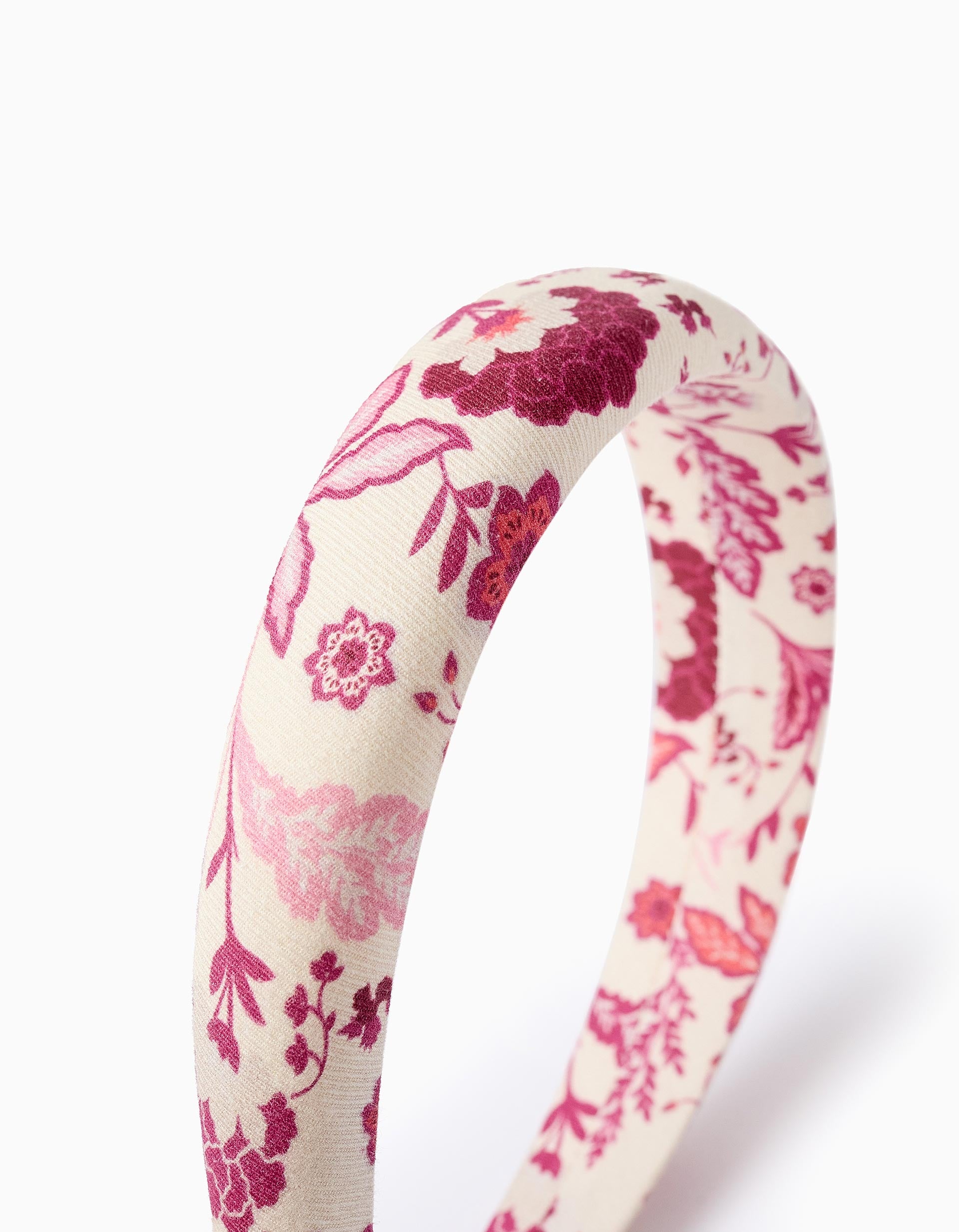 Serre-tête Floral Rembourré pour Bébé et Fille, Beige/Rose