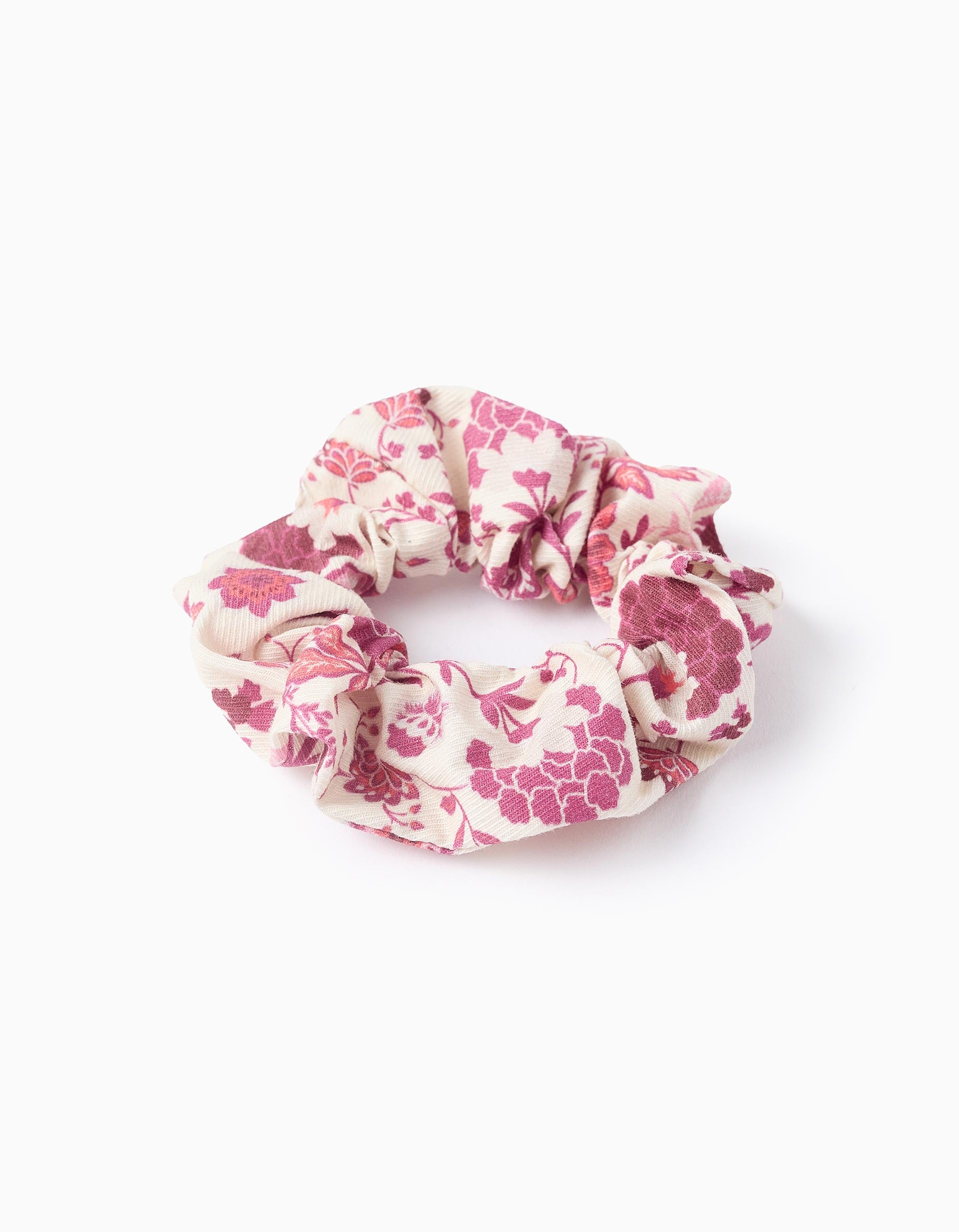 Coletero Scrunchie Floral para Bebé y Niña, Beige/Rosa