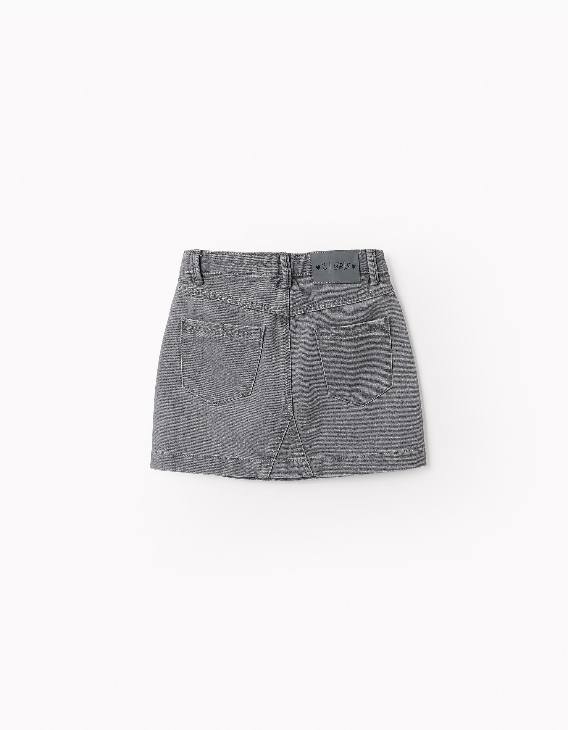 Denim Skirt with Glitter for Girls, Grey