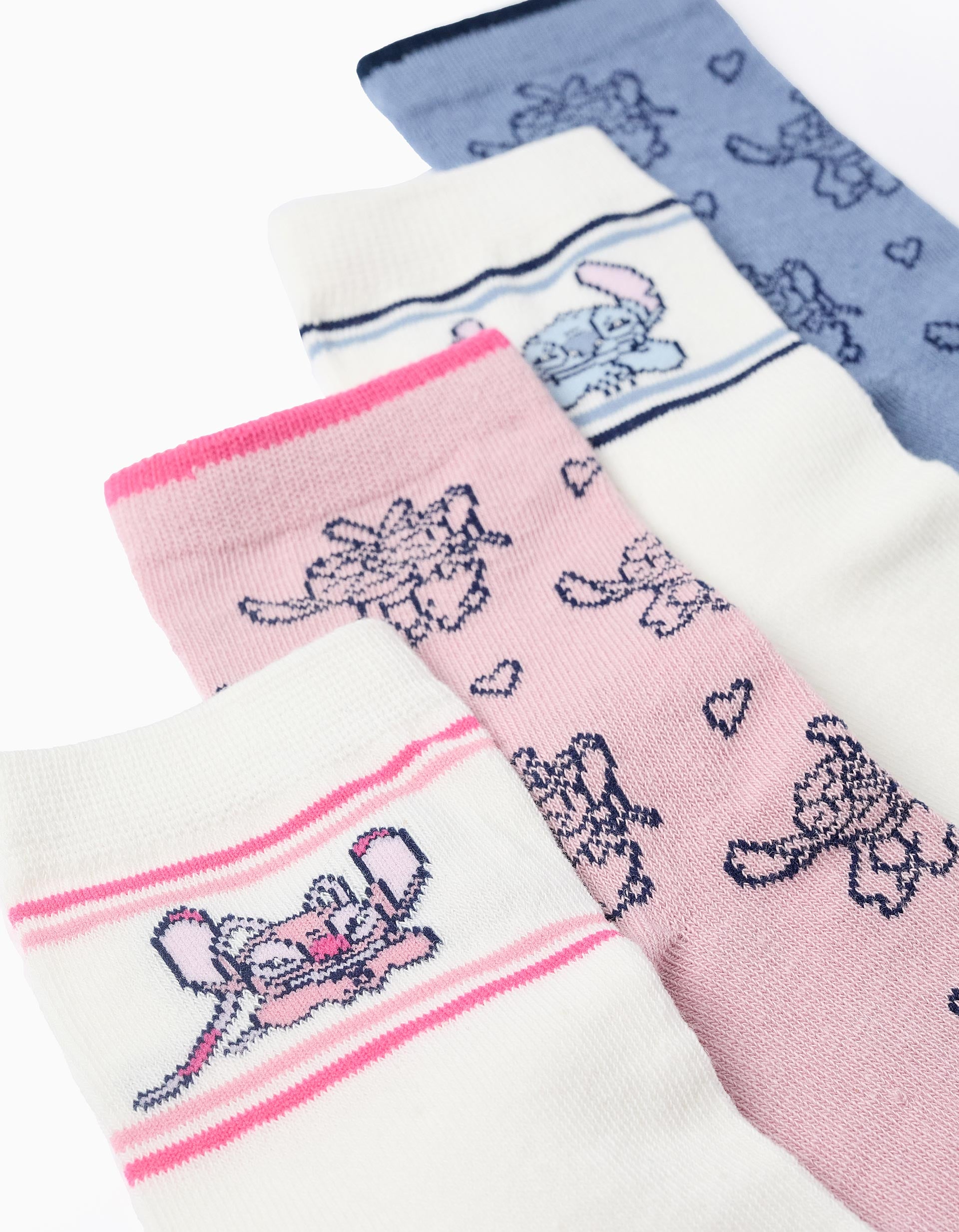 Pack 4 Paires de Chaussettes pour Fille 'Stitch', Multicolore