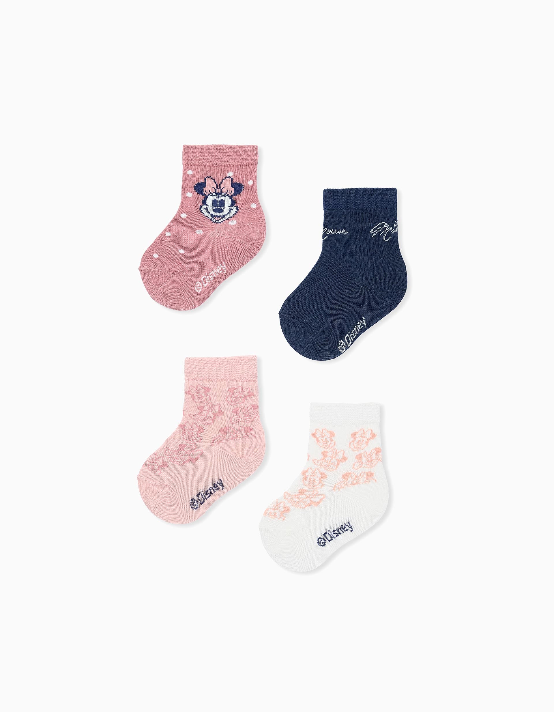 Pack 4 Paires de Chaussettes pour Bébé Fille 'Minnie', Multicolore