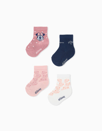 Pack 4 Pairs of Socks for Baby Girls 'Minnie', multicolour.
