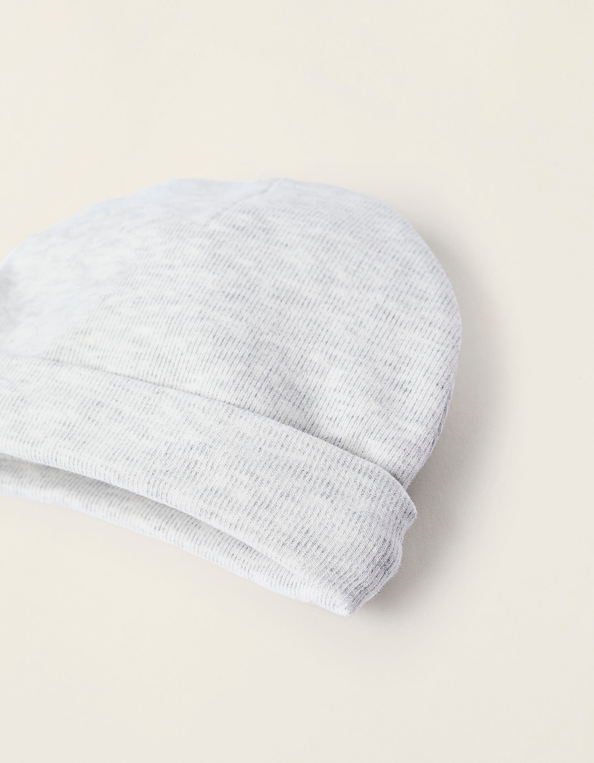 Pack 2 Bonnets en Coton pour Nouveau-né, Blanc/Gris