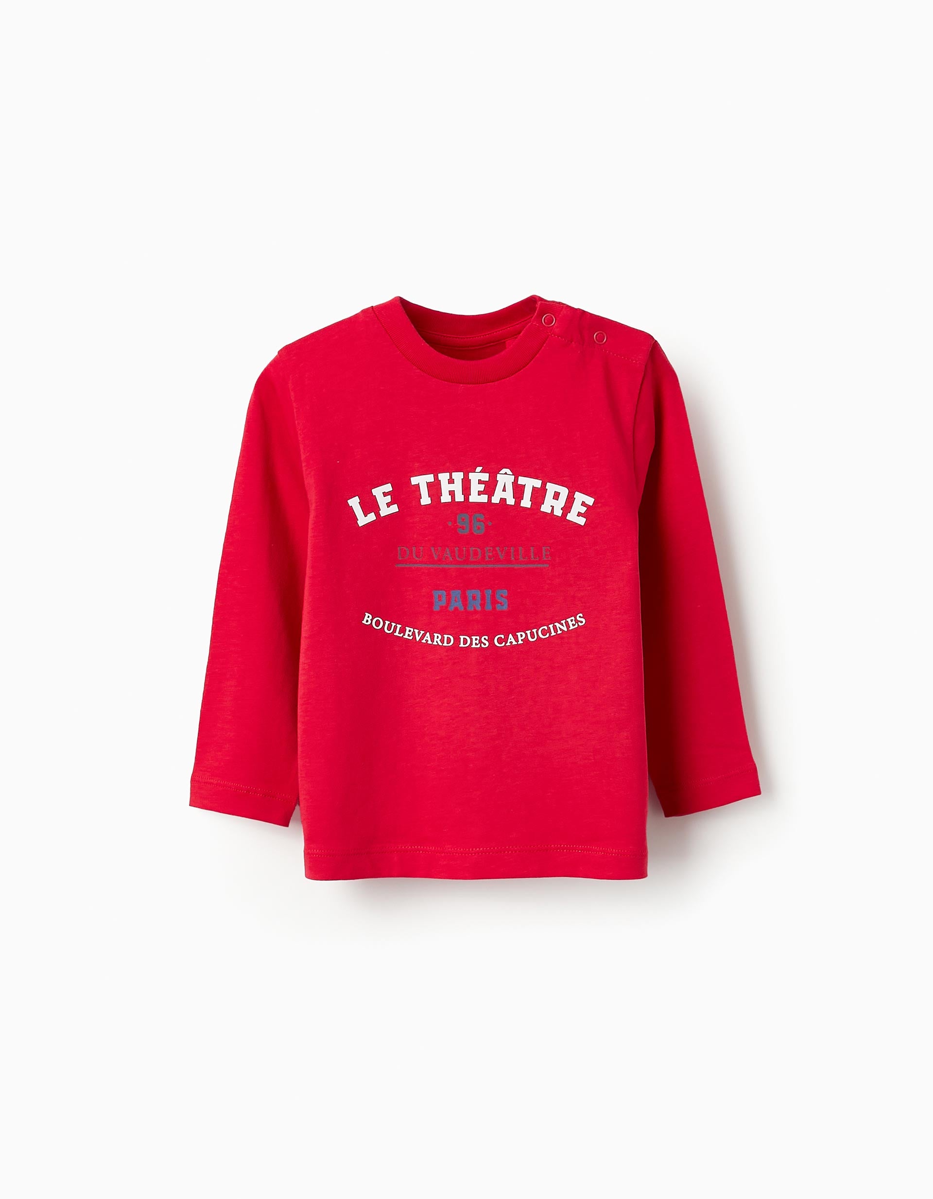 T-shirt à Manches Longues en Coton pour Bébé Garçon 'Paris', Rouge