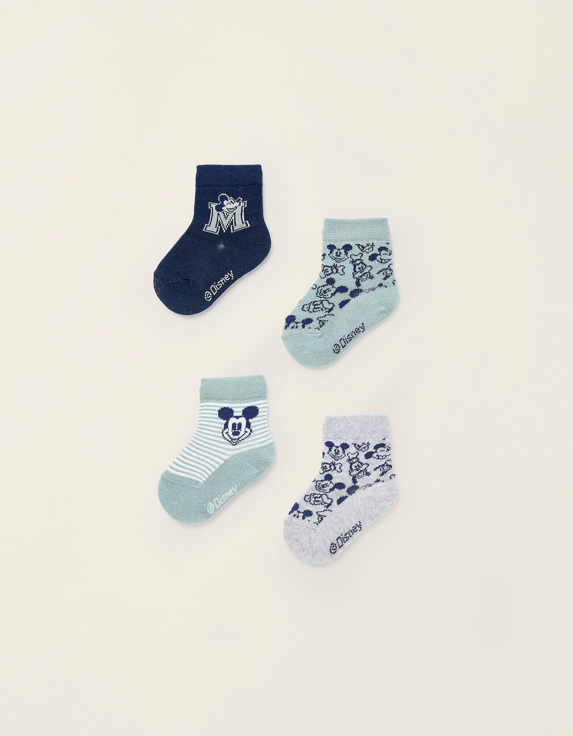 Pack of 4 Pairs of Socks for Baby Boys 'Mickey', Multicolour