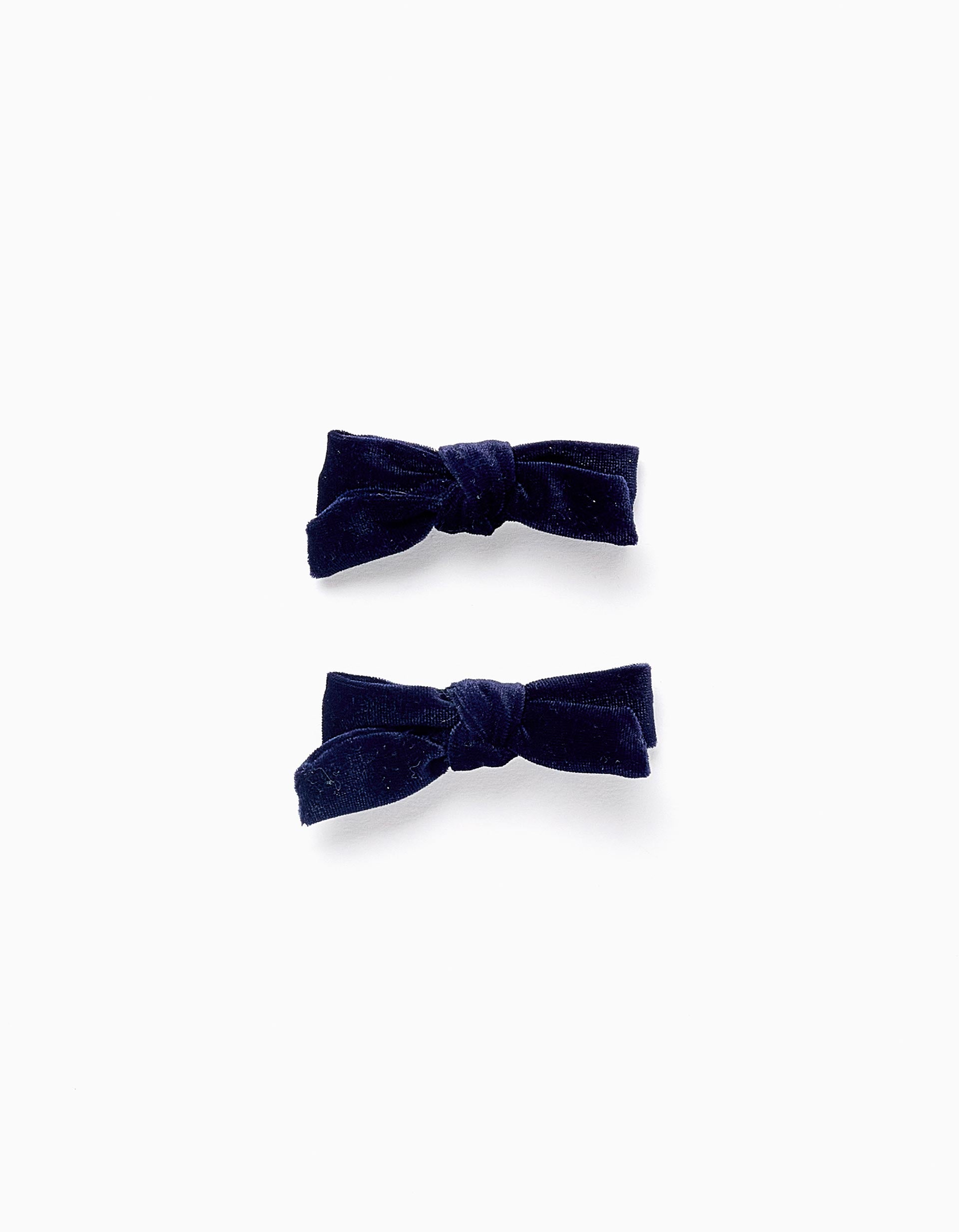 Pack of 2 Hair Clips with Velvet Bow for Baby and Girls, Dark Blue