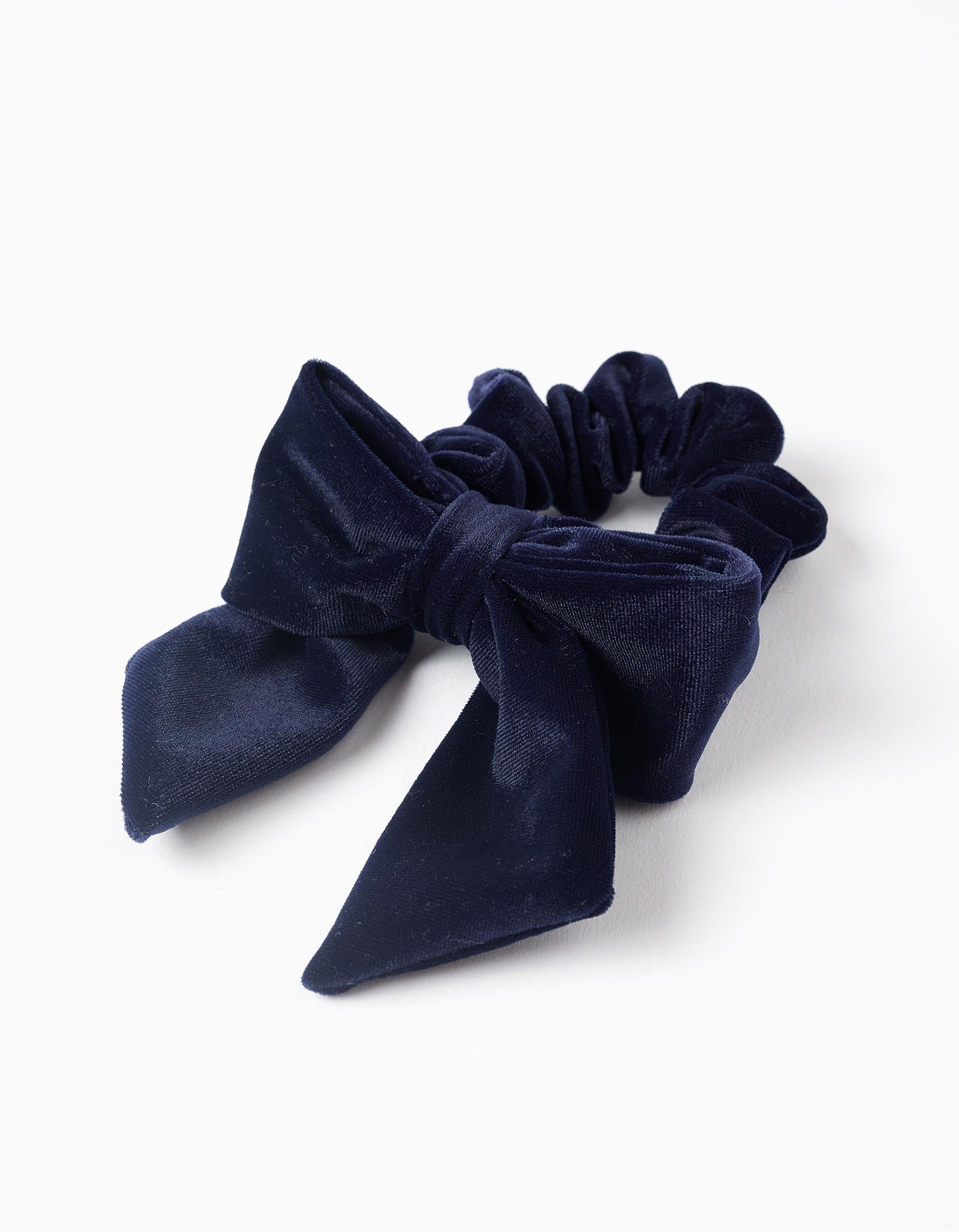 Scrunchie com Laço de Veludo para Bebé e Menina, Azul Escuro