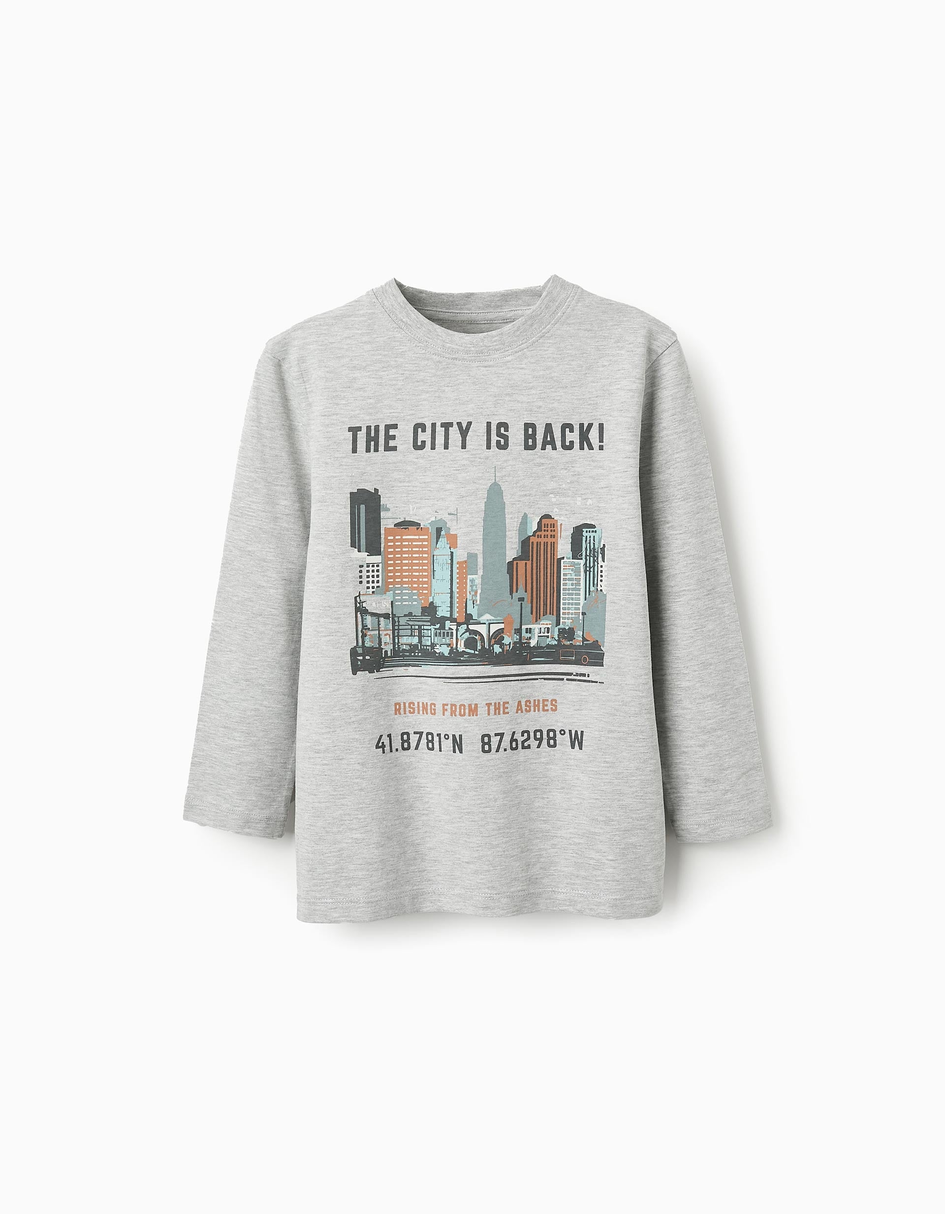 Camiseta de Manga Larga de Algodón para Niño 'City', Gris