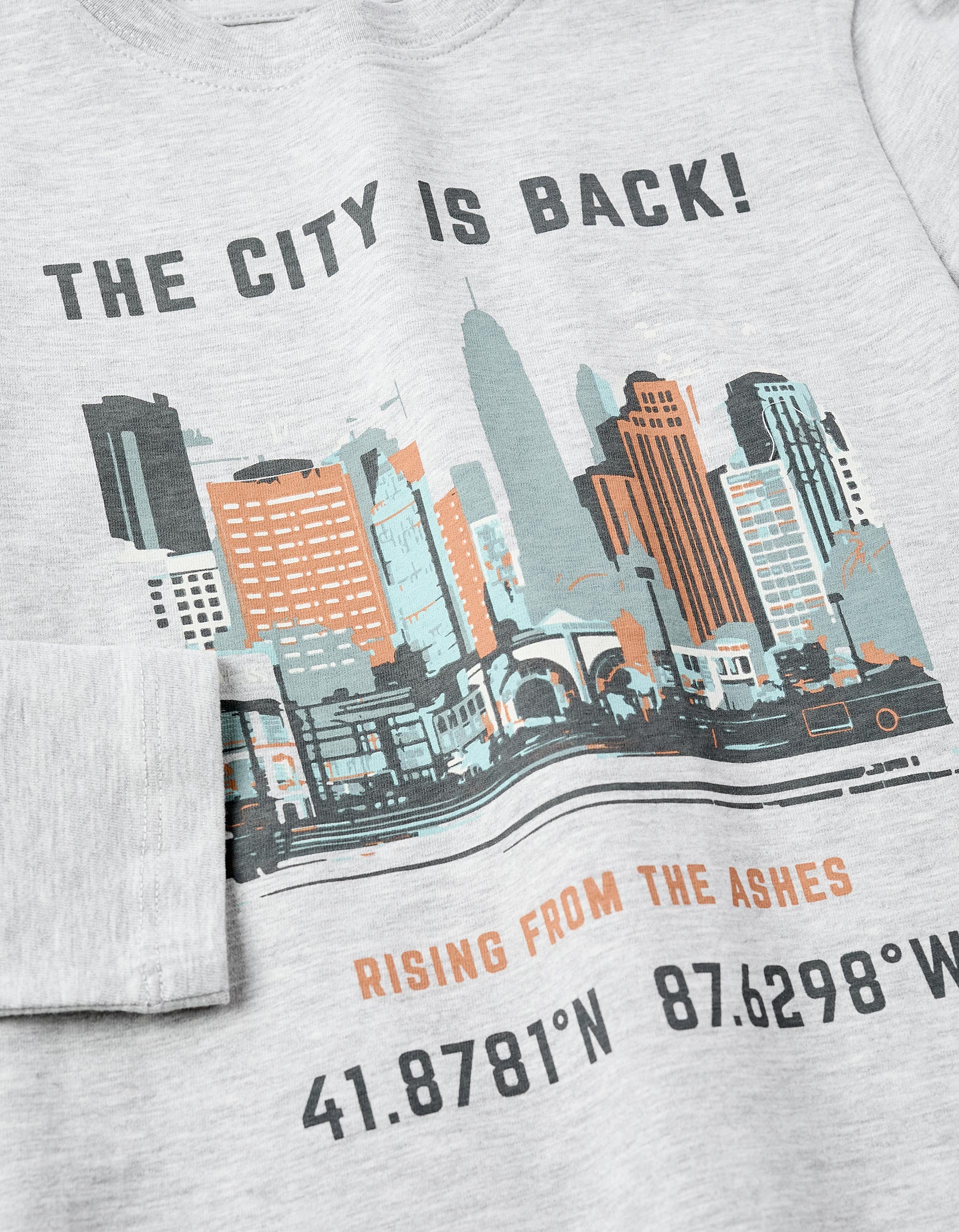 Camiseta de Manga Larga de Algodón para Niño 'City', Gris