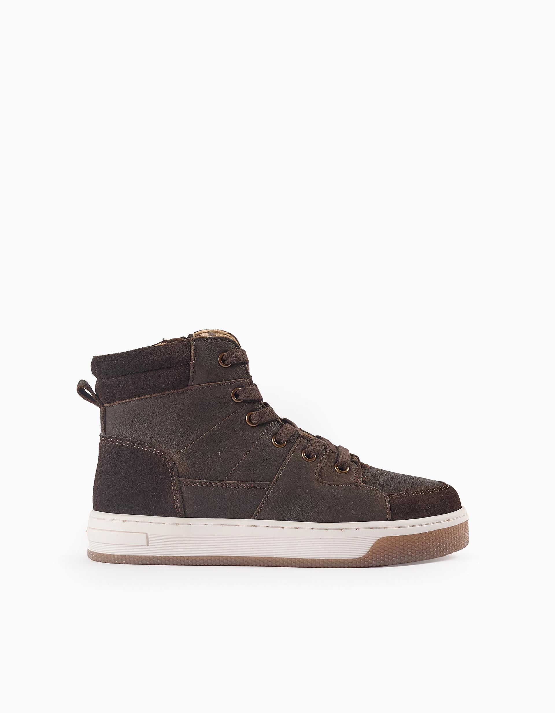 Sporty Leather Boots for Boys, Brown