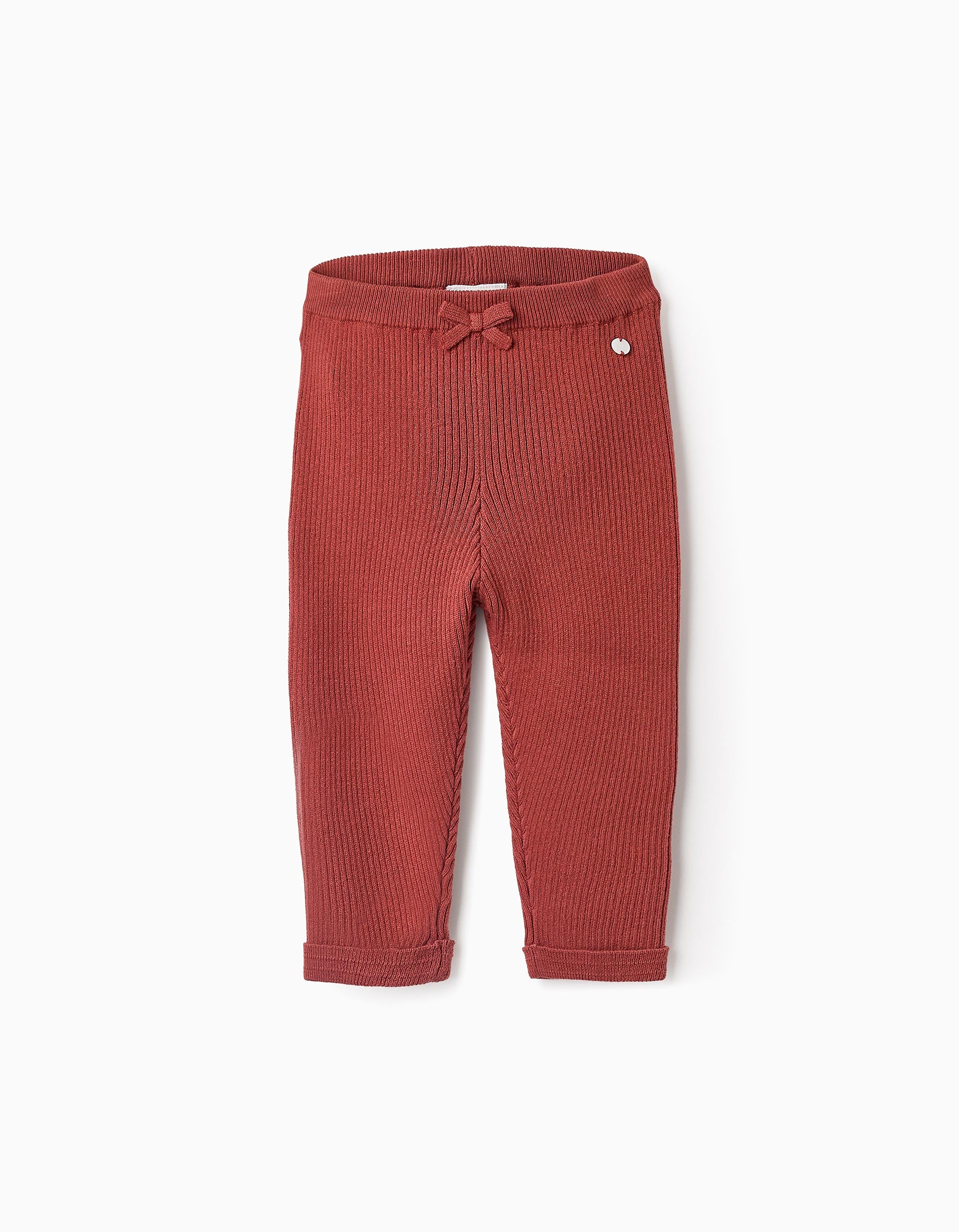 Ribbed Knit Trousers for Baby Girls, Orange