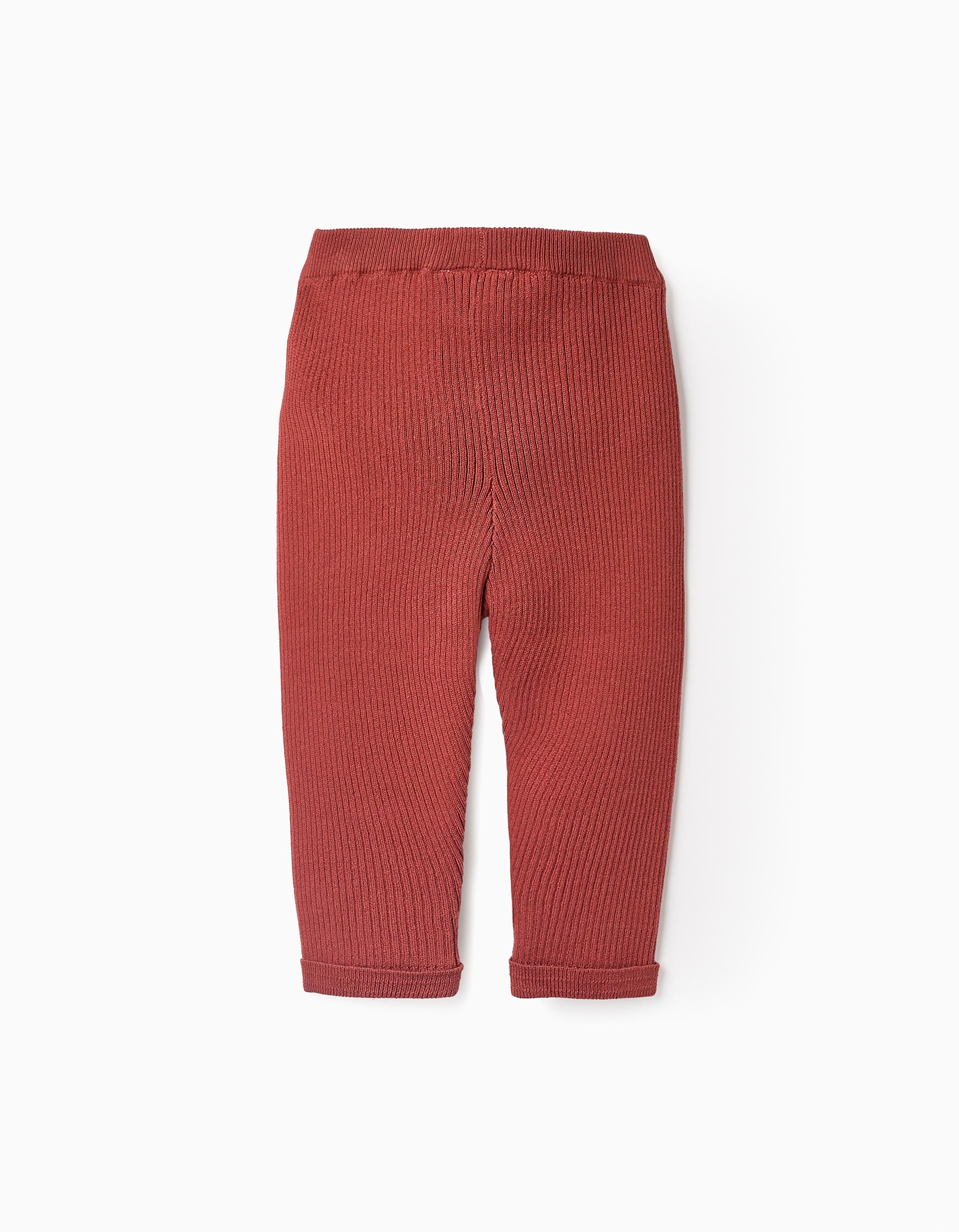 Ribbed Knit Trousers for Baby Girls, Orange