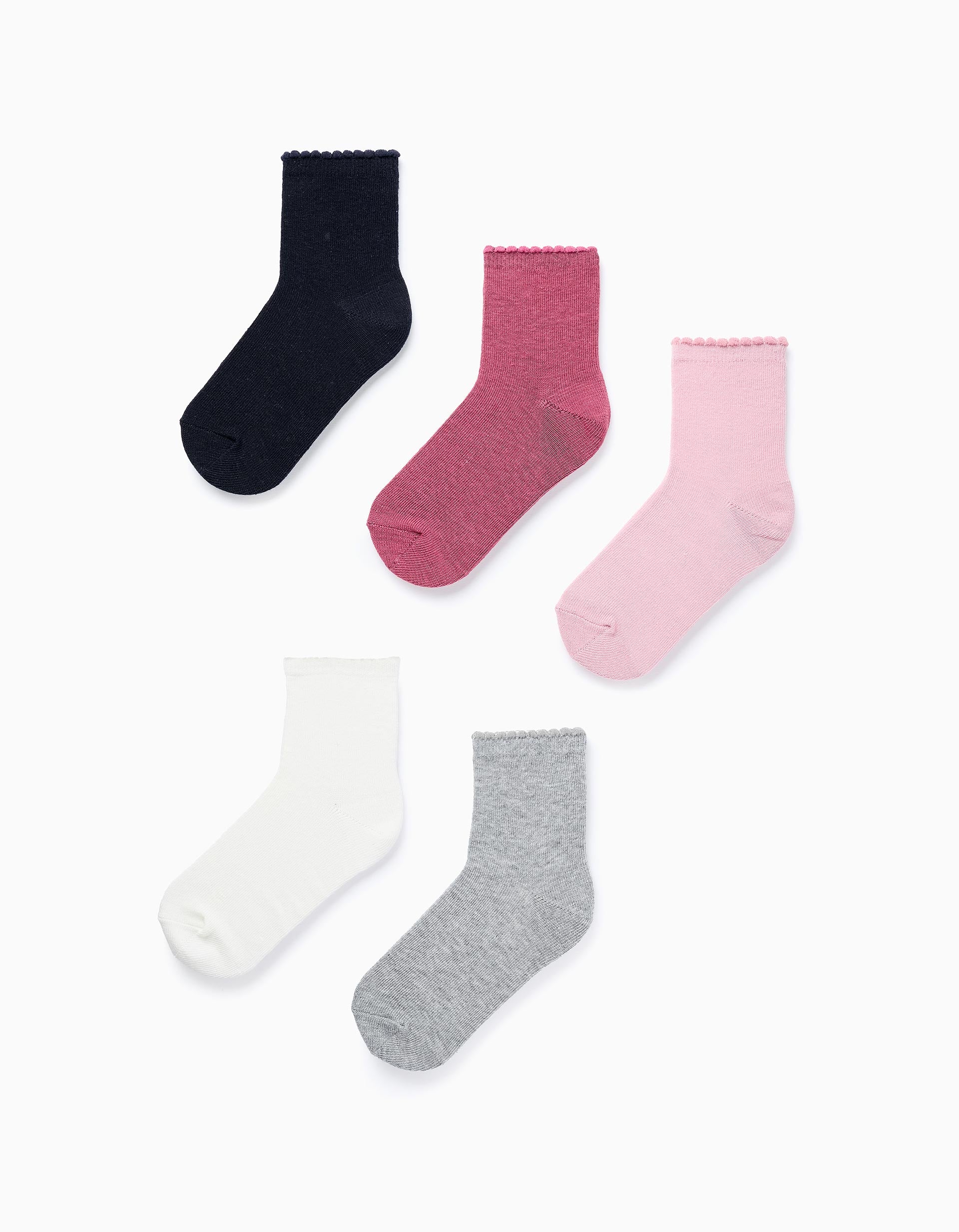 Pack 5 Paires de Chaussettes Côtelées pour Fille, Multicolore