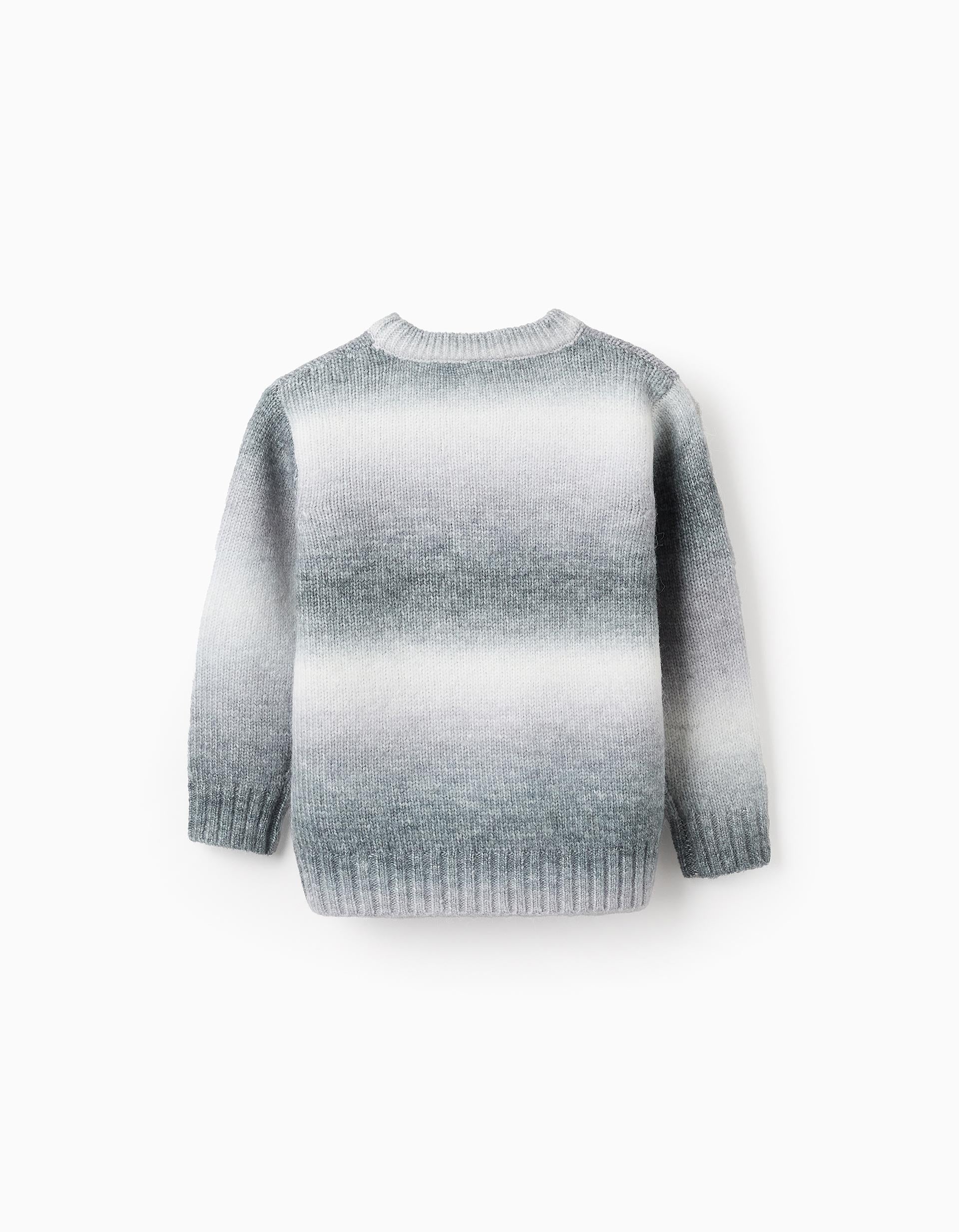 Knitted Jumper in Gradient for Boys, White/Grey