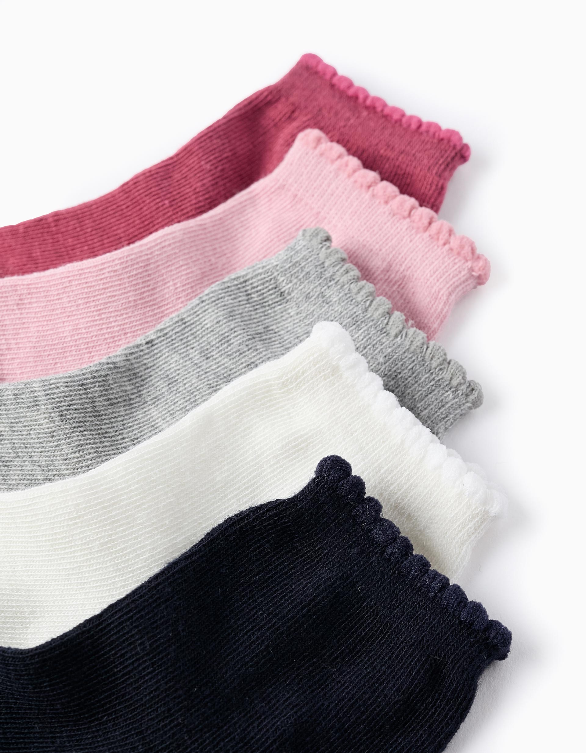 Pack 5 Paires de Chaussettes Côtelées pour Bébé Fille, Multicolore