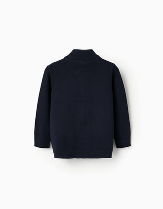 Gilet en Maille pour Bébé Garçon, Bleu Foncé