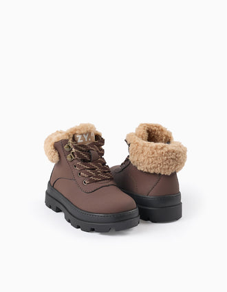 Bottes avec Doublure en Sherpa pour Bébé Garçon, Marron